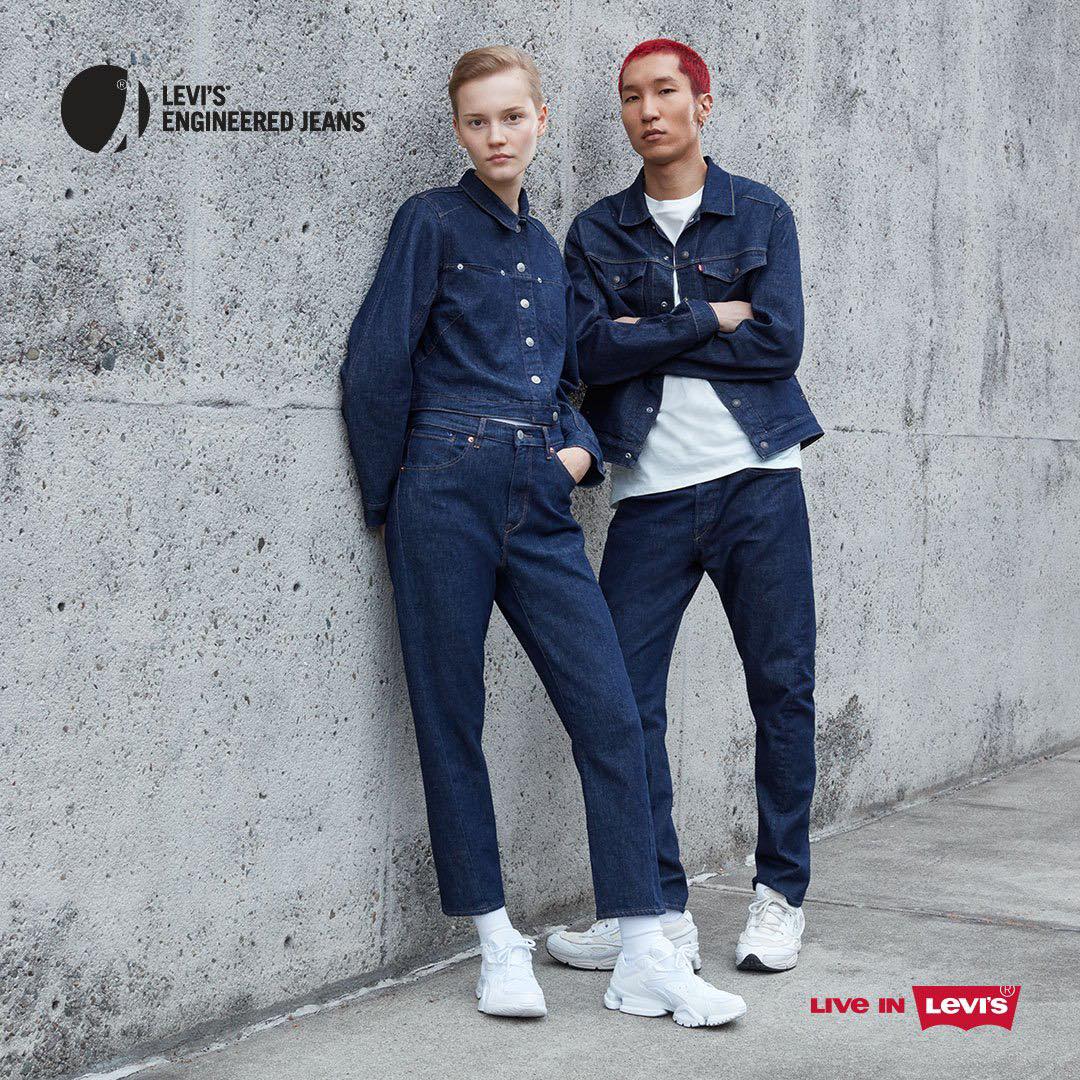 Granatowe spodnie z wysokim stanem Levi's Engineered - W29