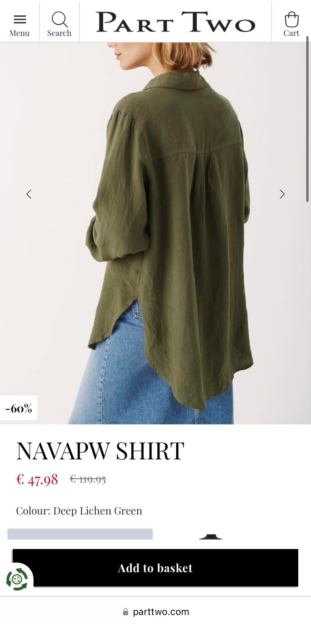 Oliwkowa khaki lniana koszula Part Two - M
