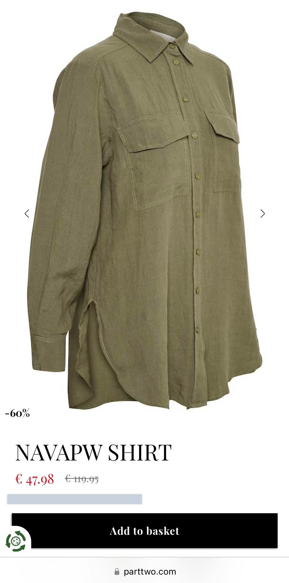 Oliwkowa khaki lniana koszula Part Two - M