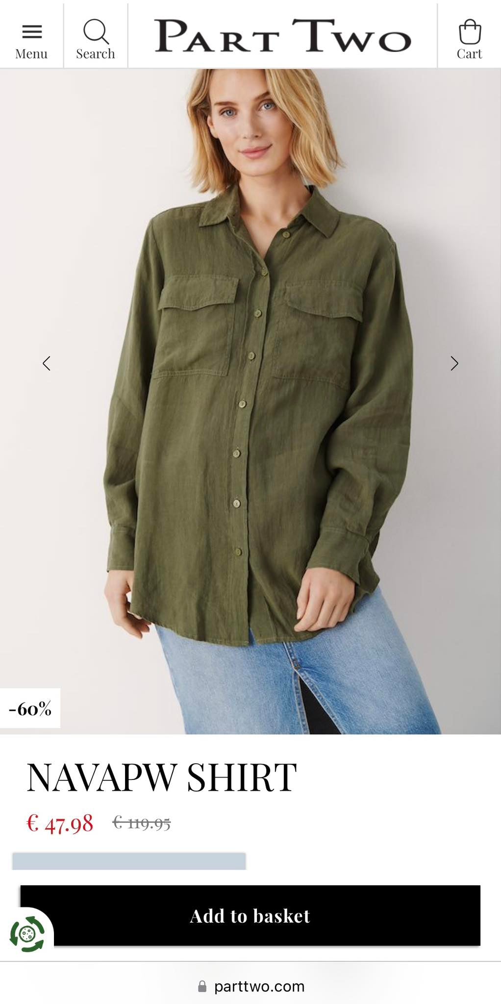 Oliwkowa khaki lniana koszula Part Two - M