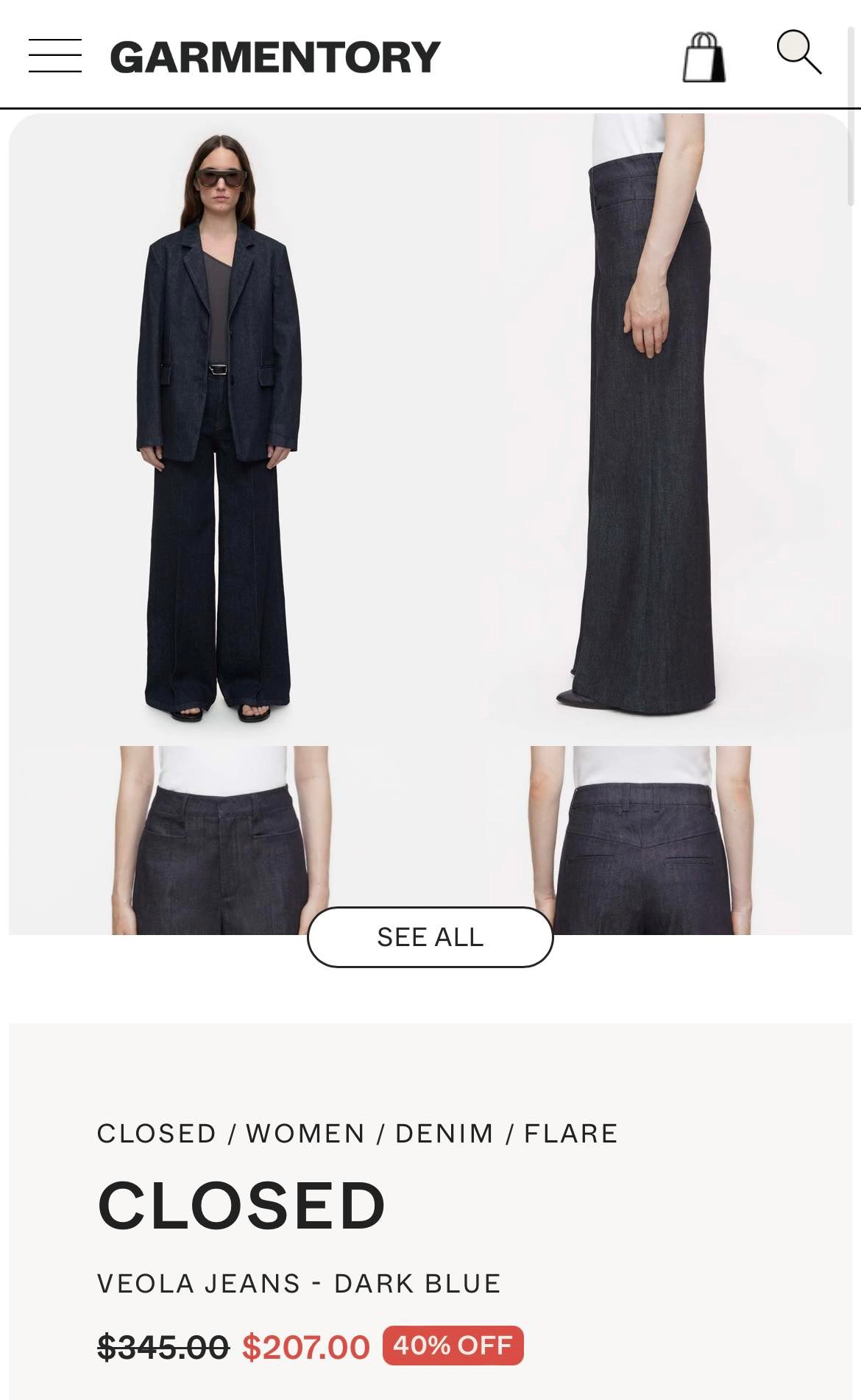 Nowe z metką jeansy z szeroką nogawką CLOSED - M / W27