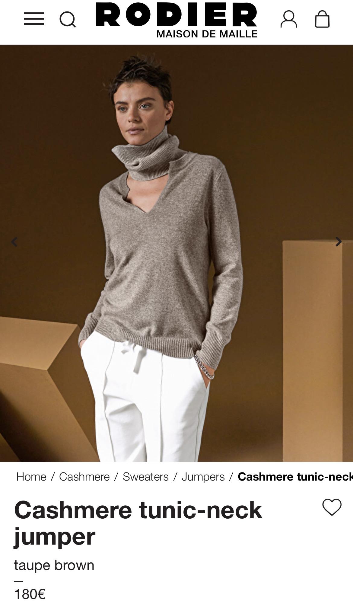 Brązowy kaszmirowy sweter RODIER Maison de Maille - M/L