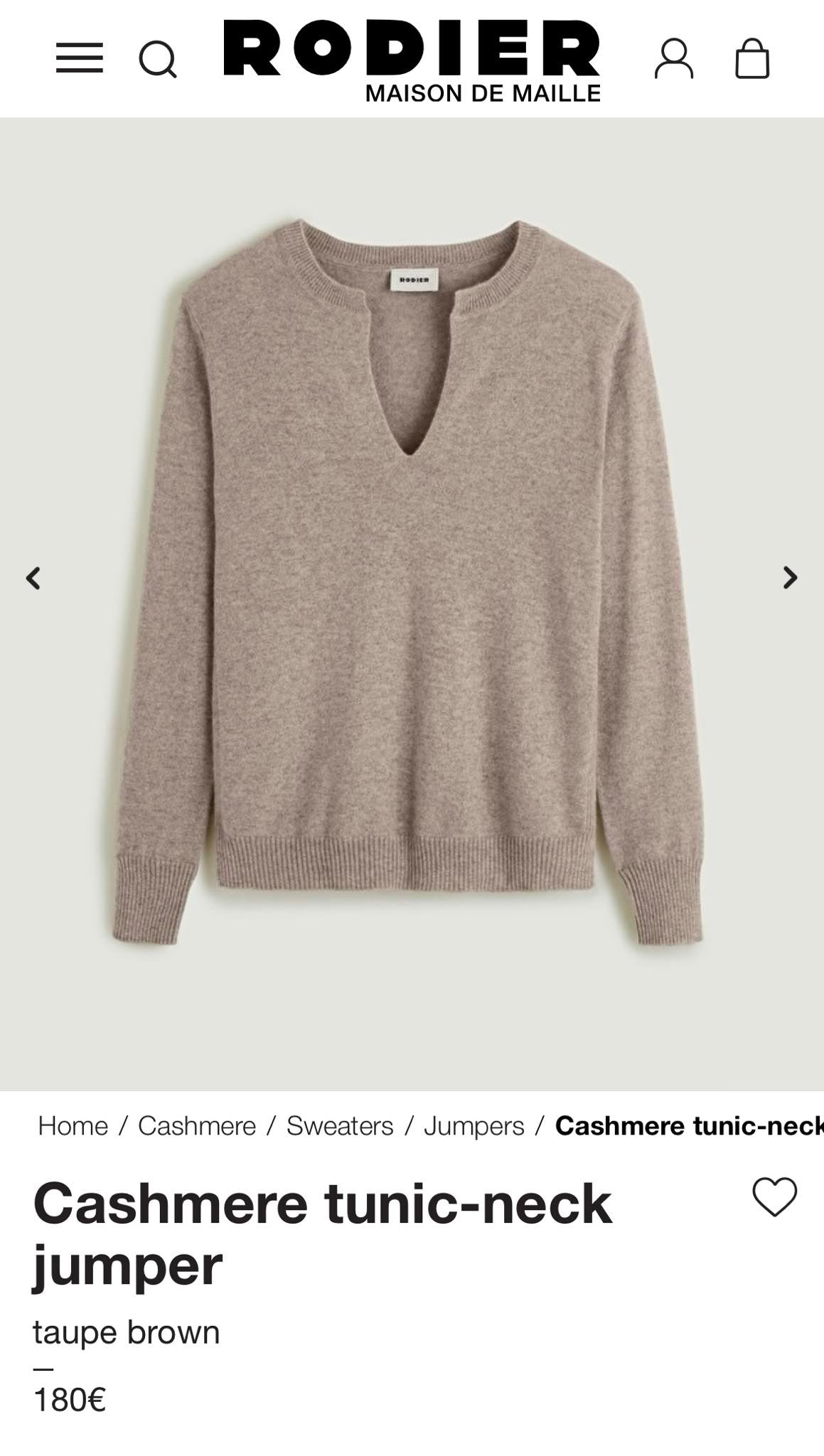 Brązowy kaszmirowy sweter RODIER Maison de Maille - M/L