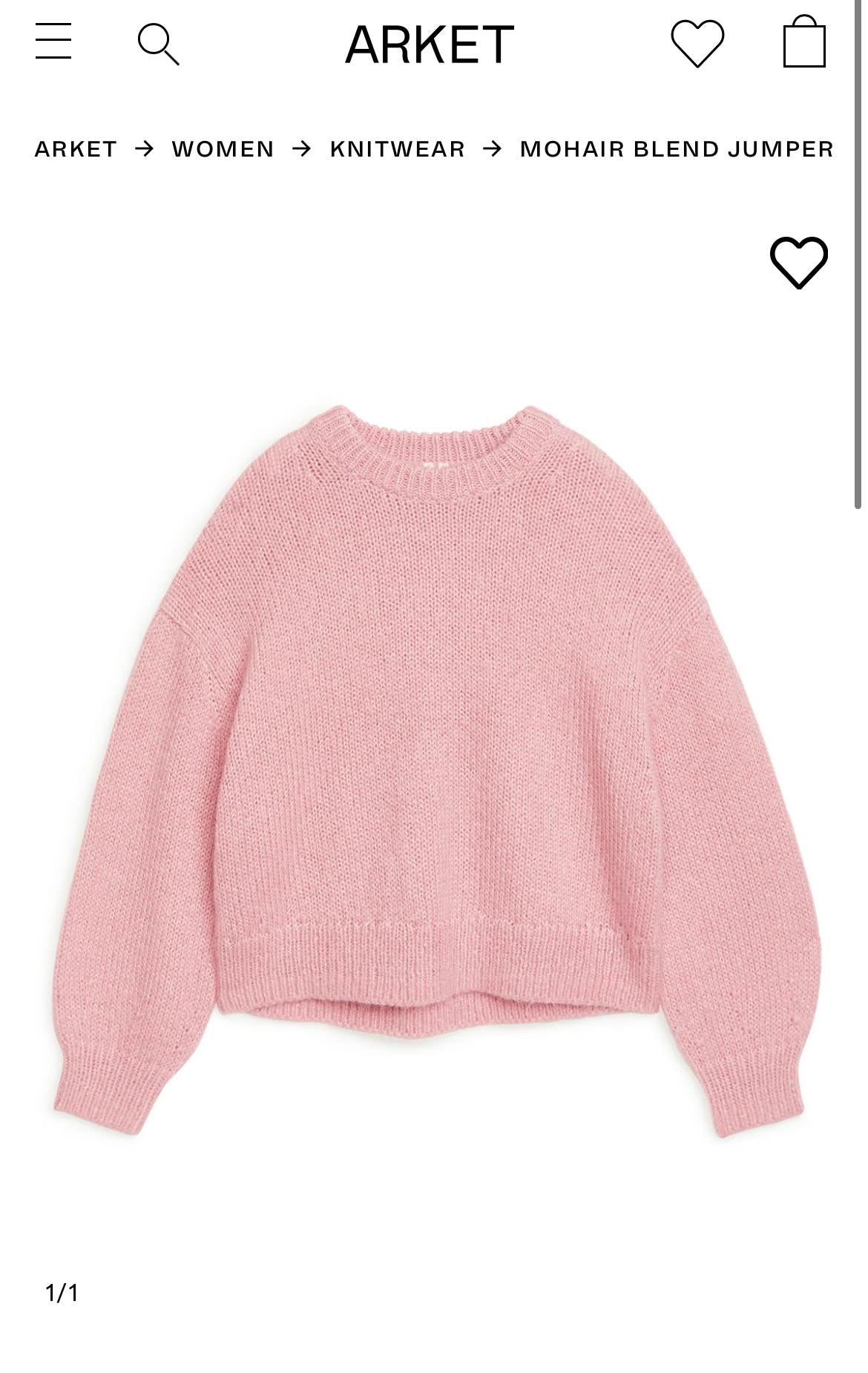 Pastelowy różowy moherowy sweter Arket - M