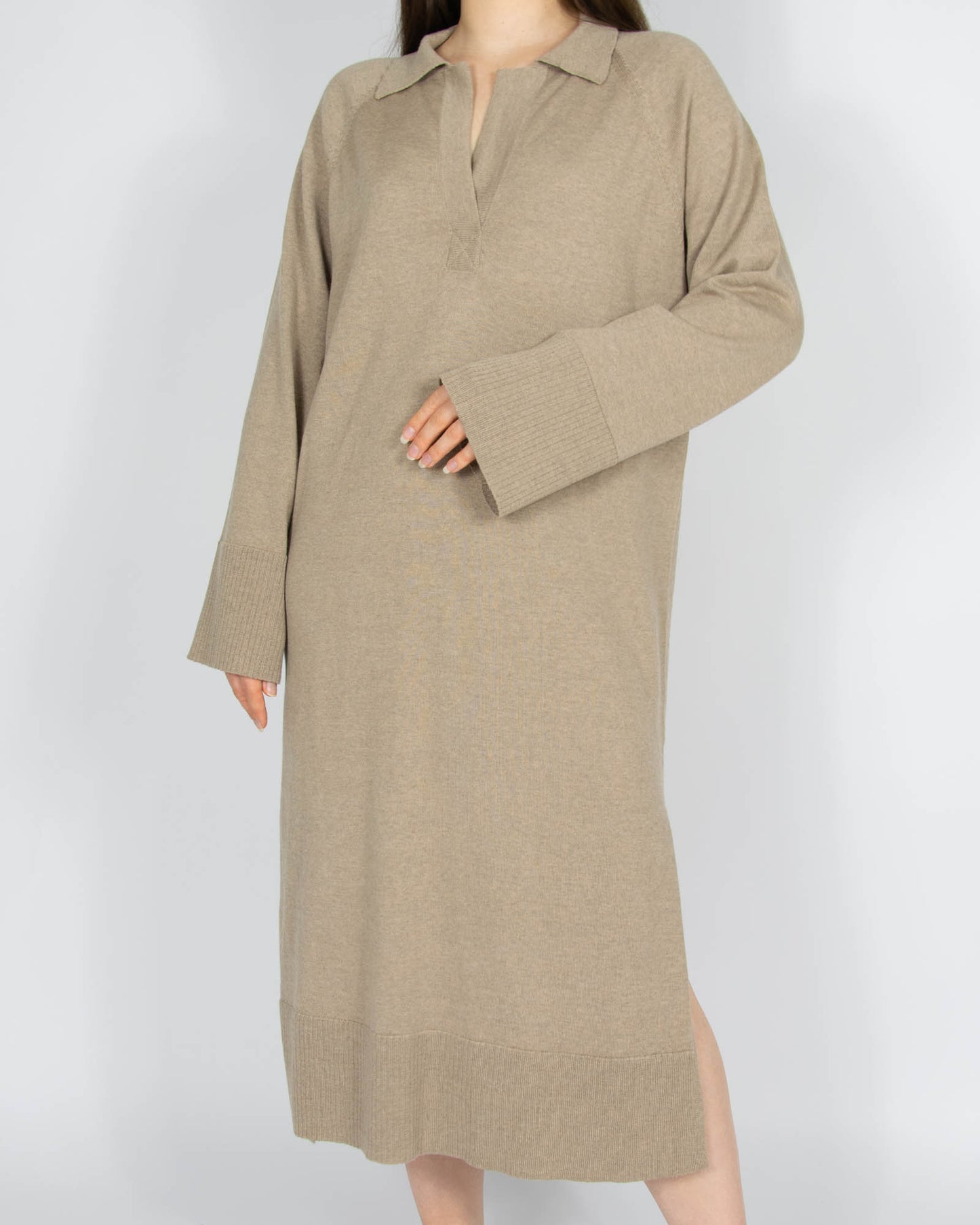 Beżowa wełniana (merino) sukienka SKAPPEL - S/M
