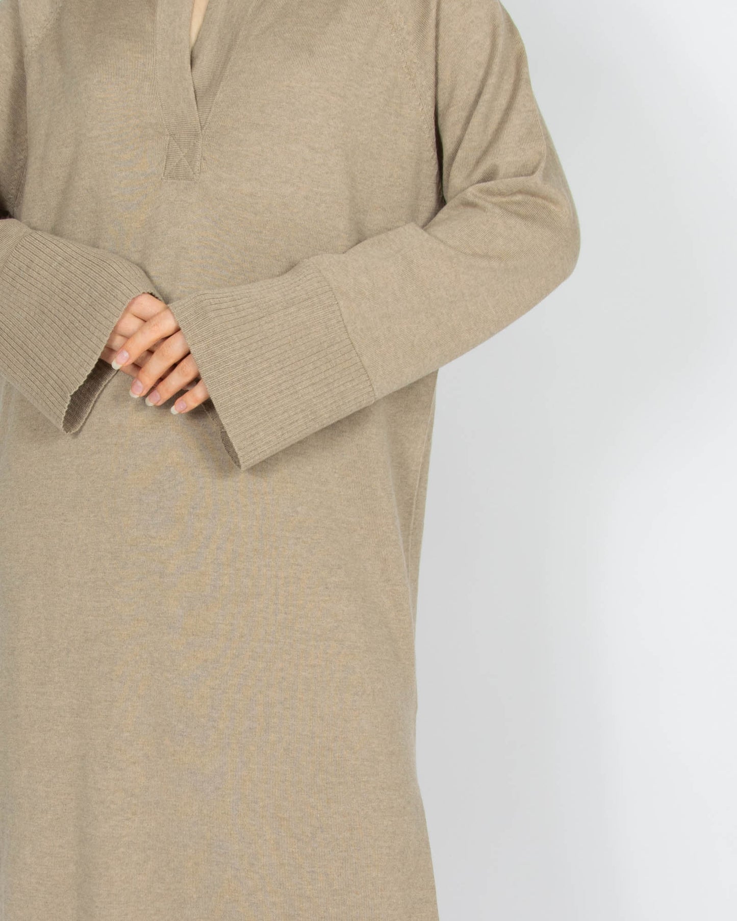 Beżowa wełniana (merino) sukienka SKAPPEL - S/M
