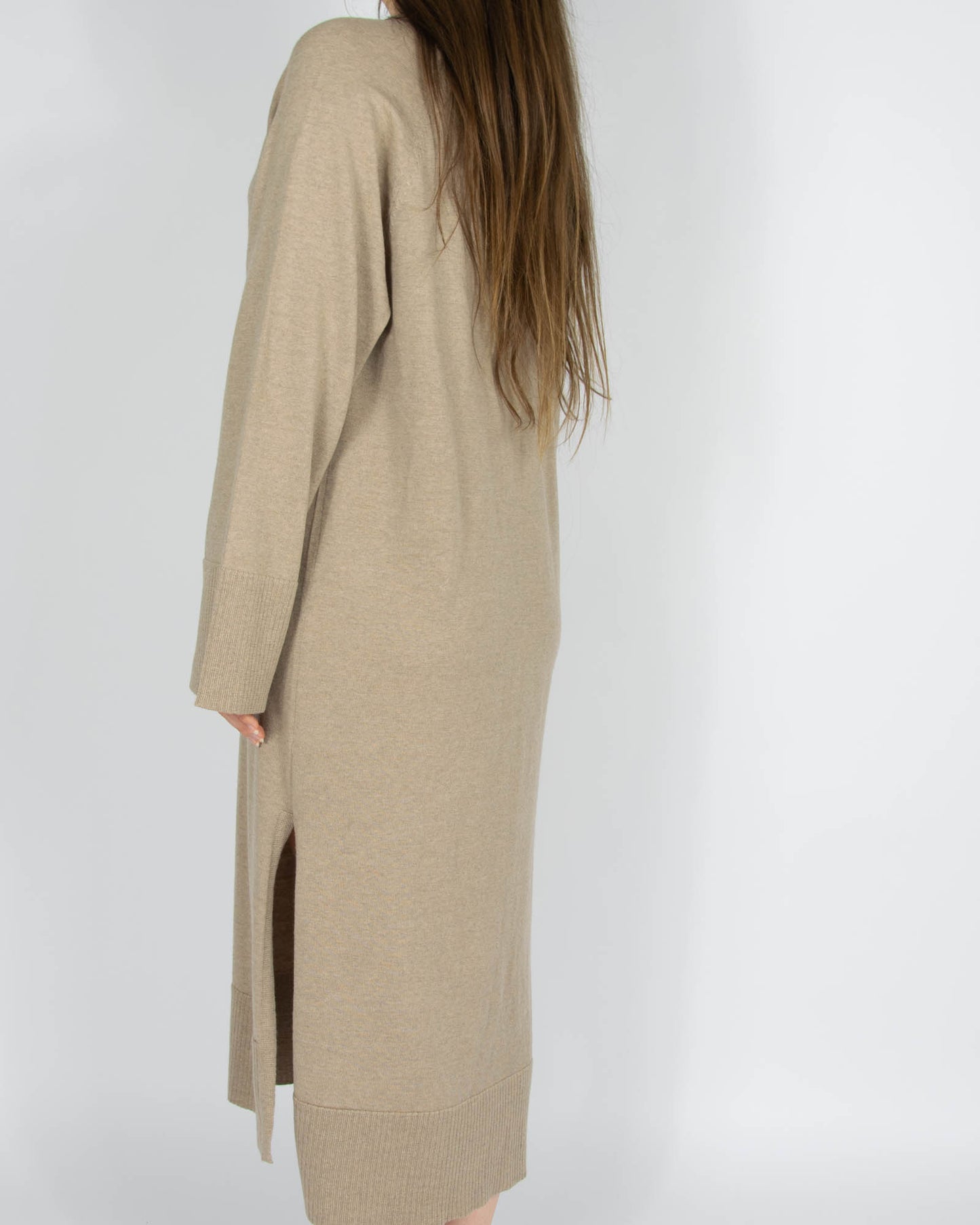 Beżowa wełniana (merino) sukienka SKAPPEL - S/M
