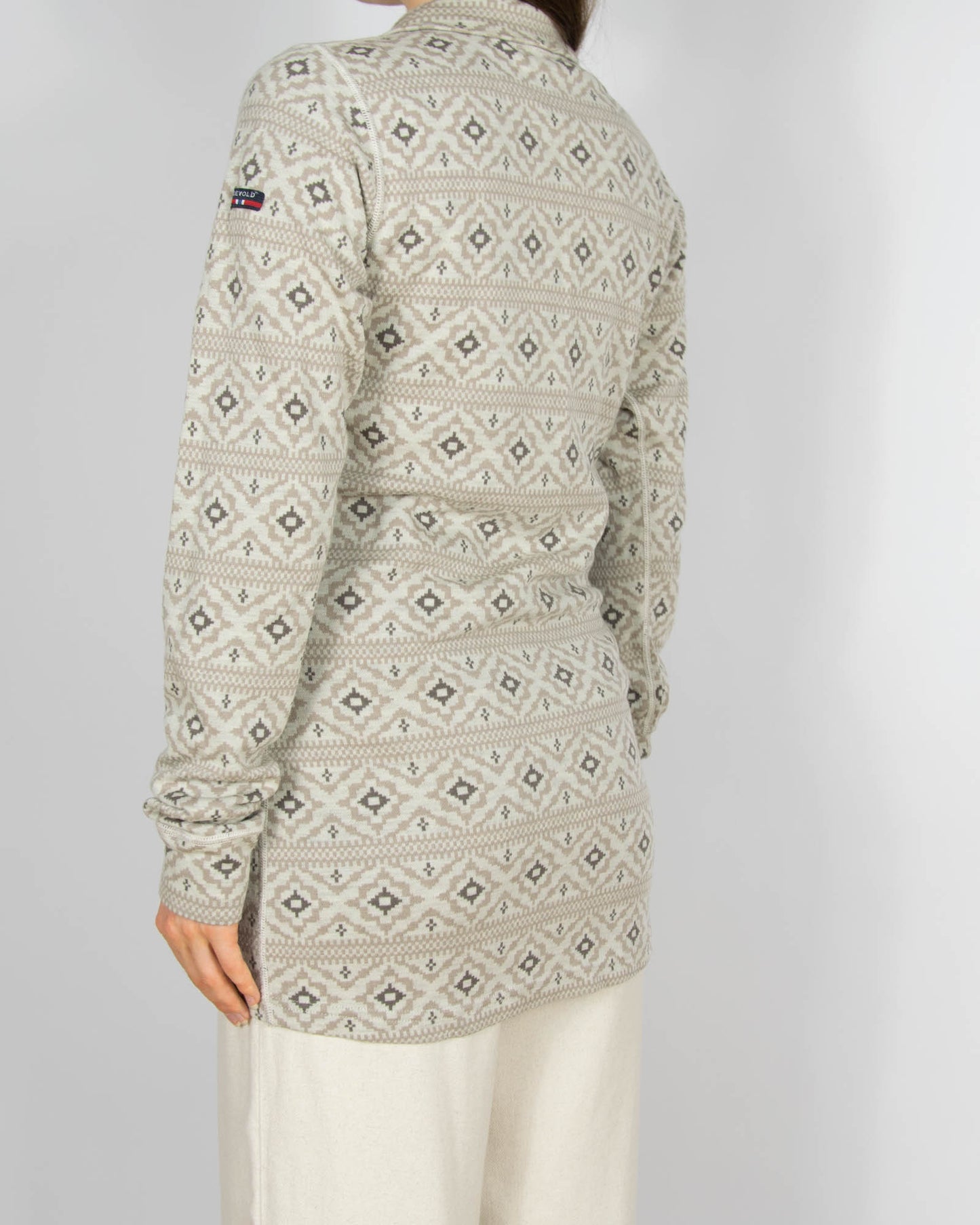 Beżowa wełniana (merino) rozpinana bluzka termiczna DEVOLD - L/XL