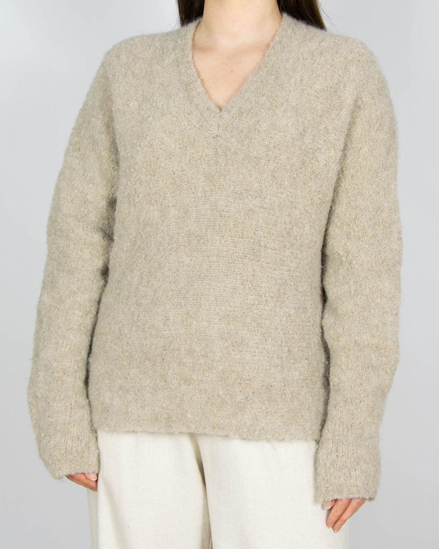 Beżowy (wełna + alpaka) sweter WERA - S/M