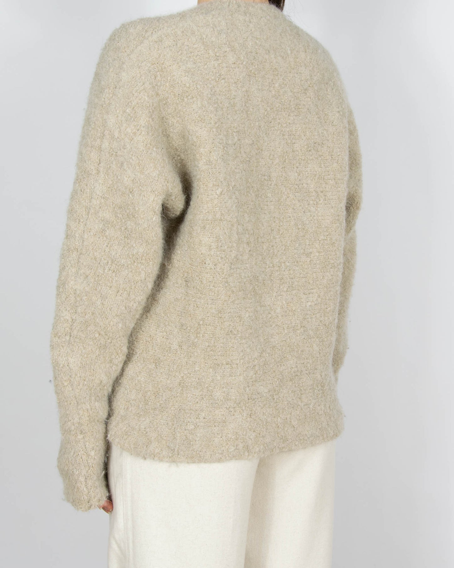 Beżowy (wełna + alpaka) sweter WERA - S/M