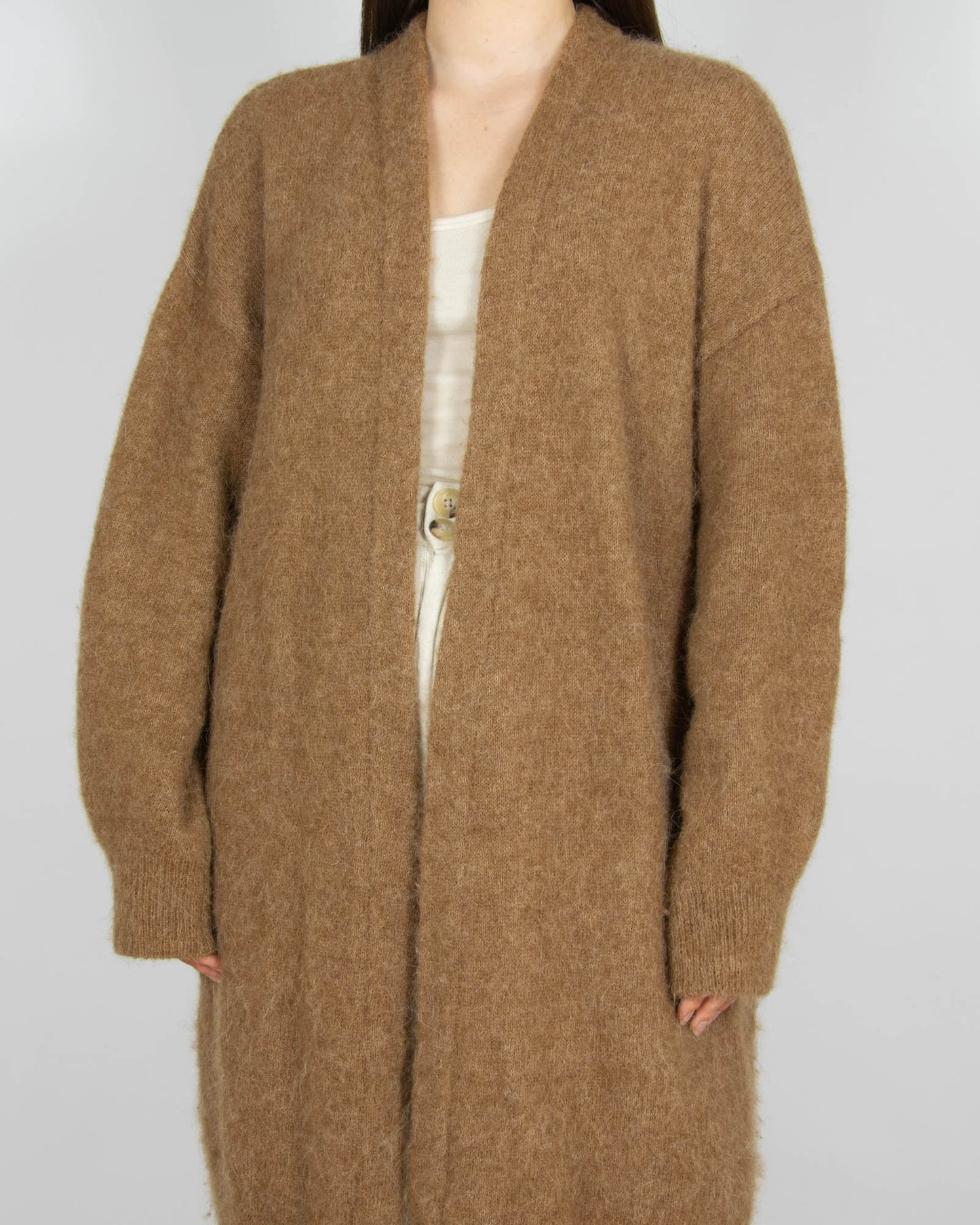 Brązowy (alpaka + wełna) kardigan H&M Premium - M