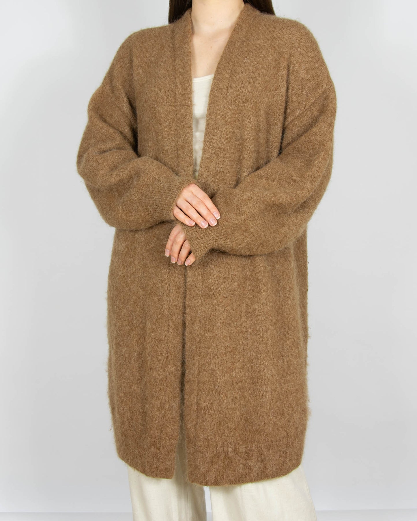 Brązowy (alpaka + wełna) kardigan H&M Premium