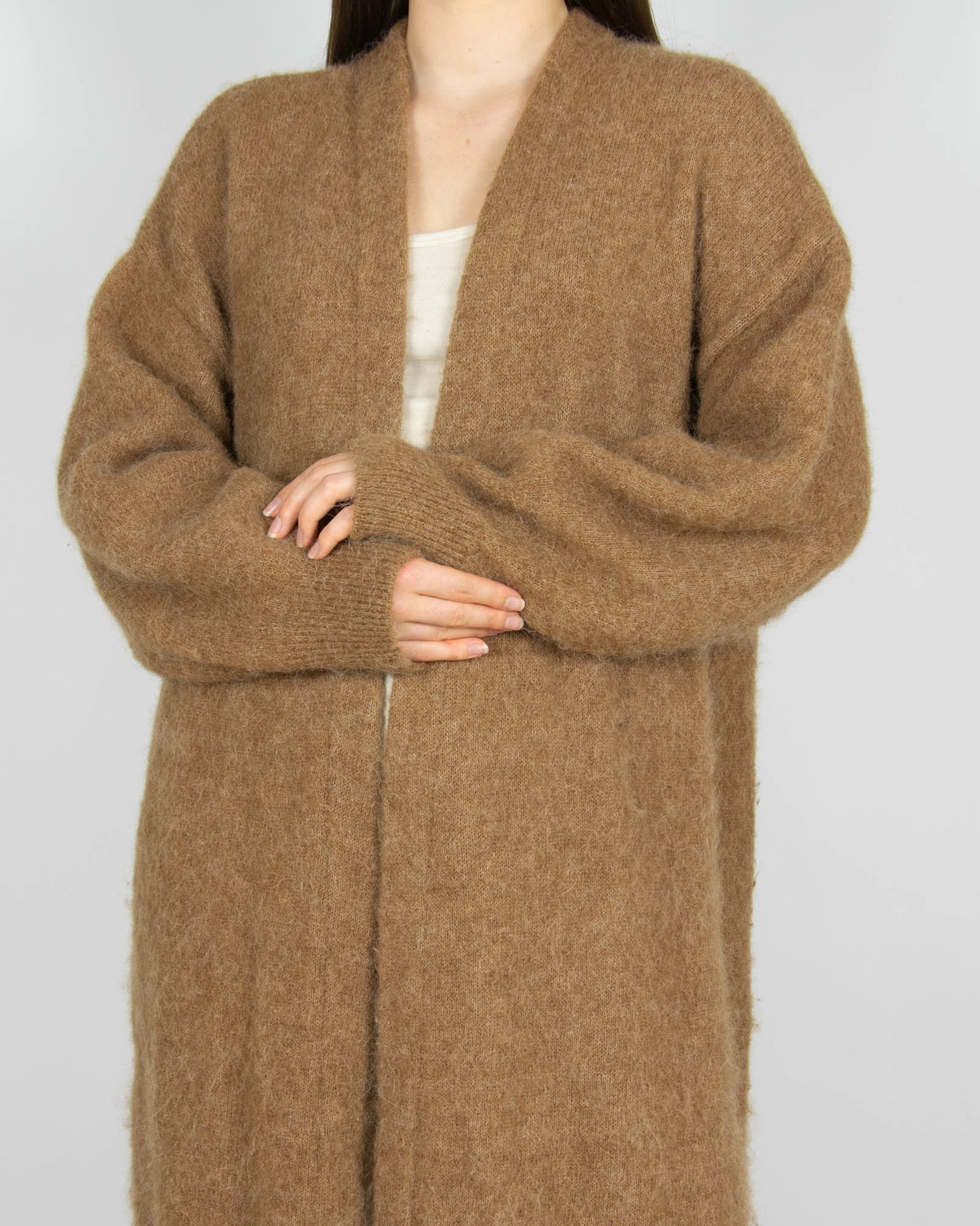 Brązowy (alpaka + wełna) kardigan H&M Premium - M