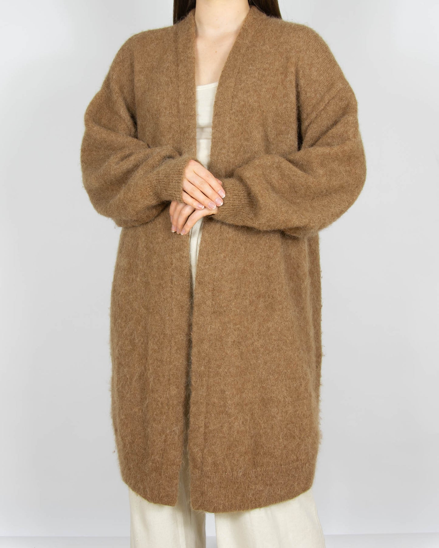 Brązowy (alpaka + wełna) kardigan H&M Premium - M