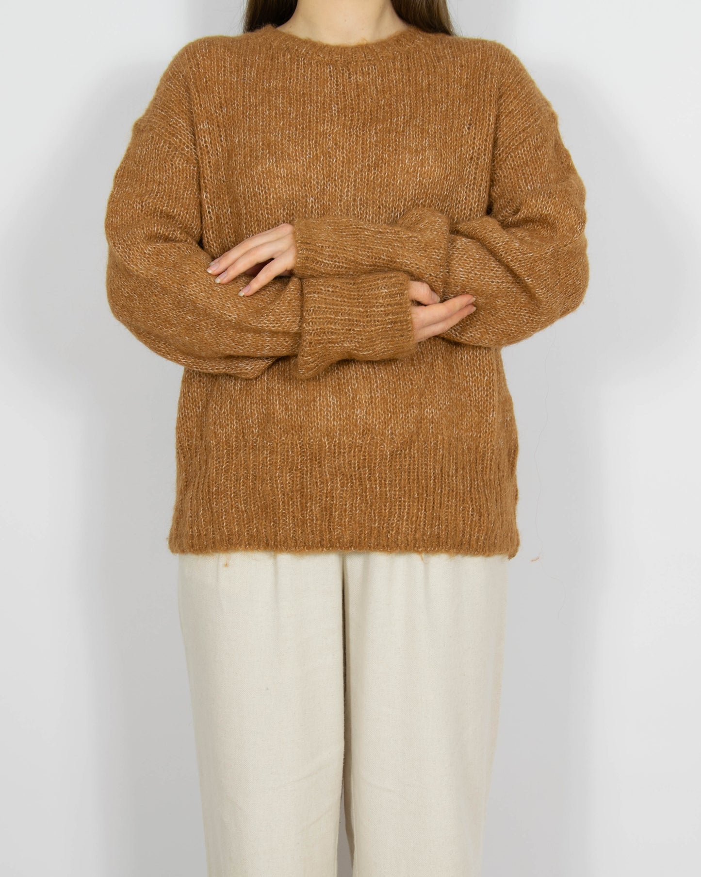 Brązowy wełniany (wełna + alpaka) sweter H&M - M