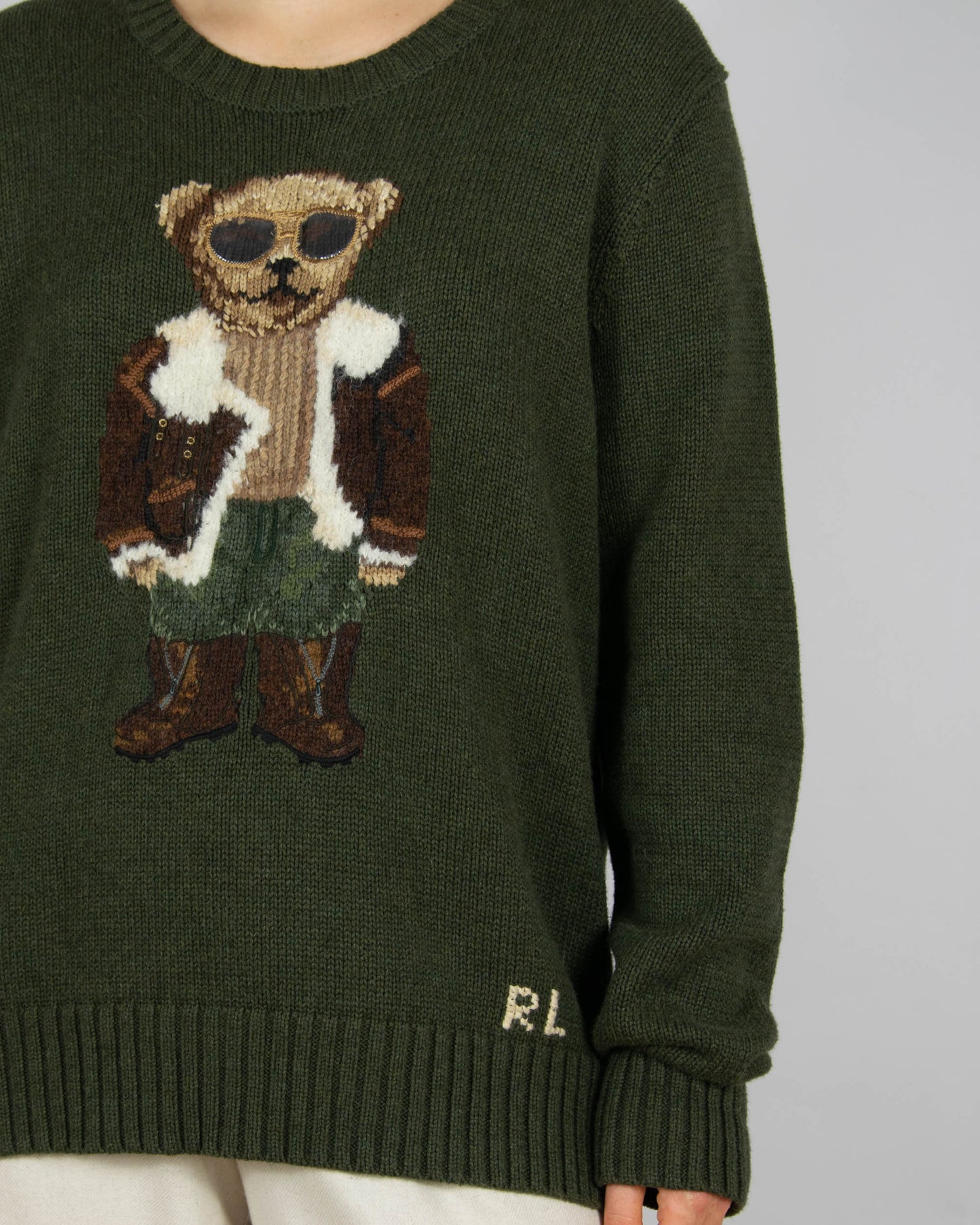 Ciemnozielony bawełniany sweter Polo Bear Ralph Lauren - L