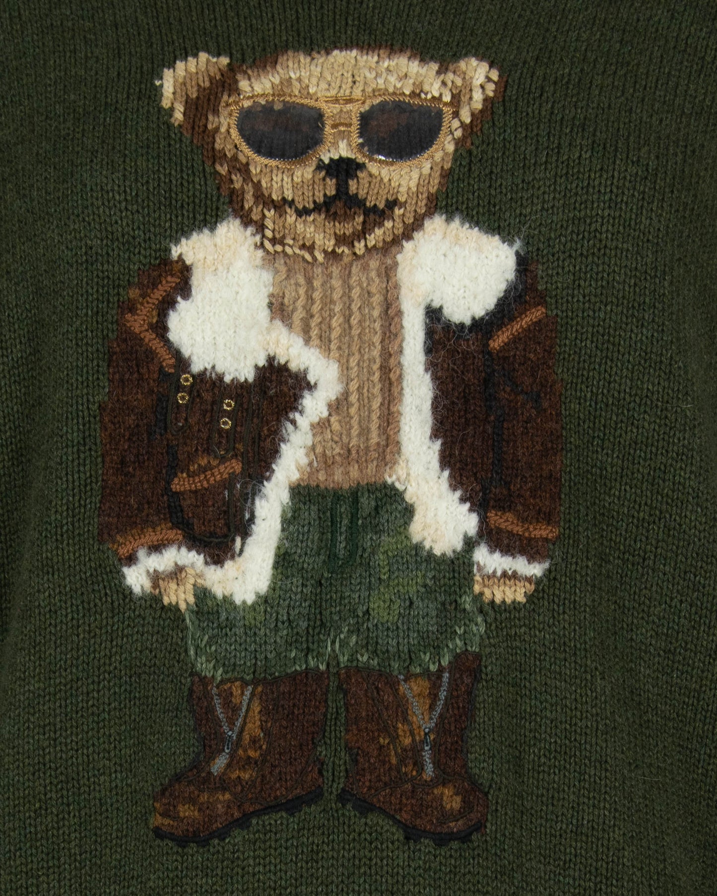 Ciemnozielony bawełniany sweter Polo Bear Ralph Lauren - L