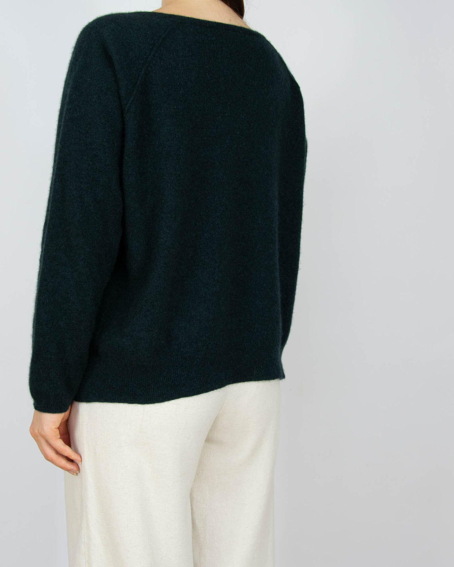 Ciemnozielony kaszmirowy sweter z kieszonką WHISTLES - M/L