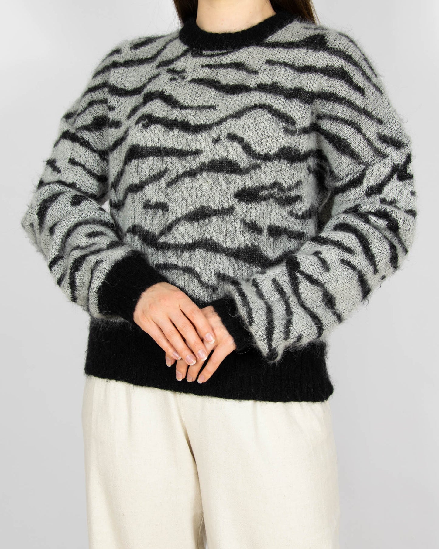 Szaro czarny (wełna + moher) sweter CUSTOMMADE - S/M