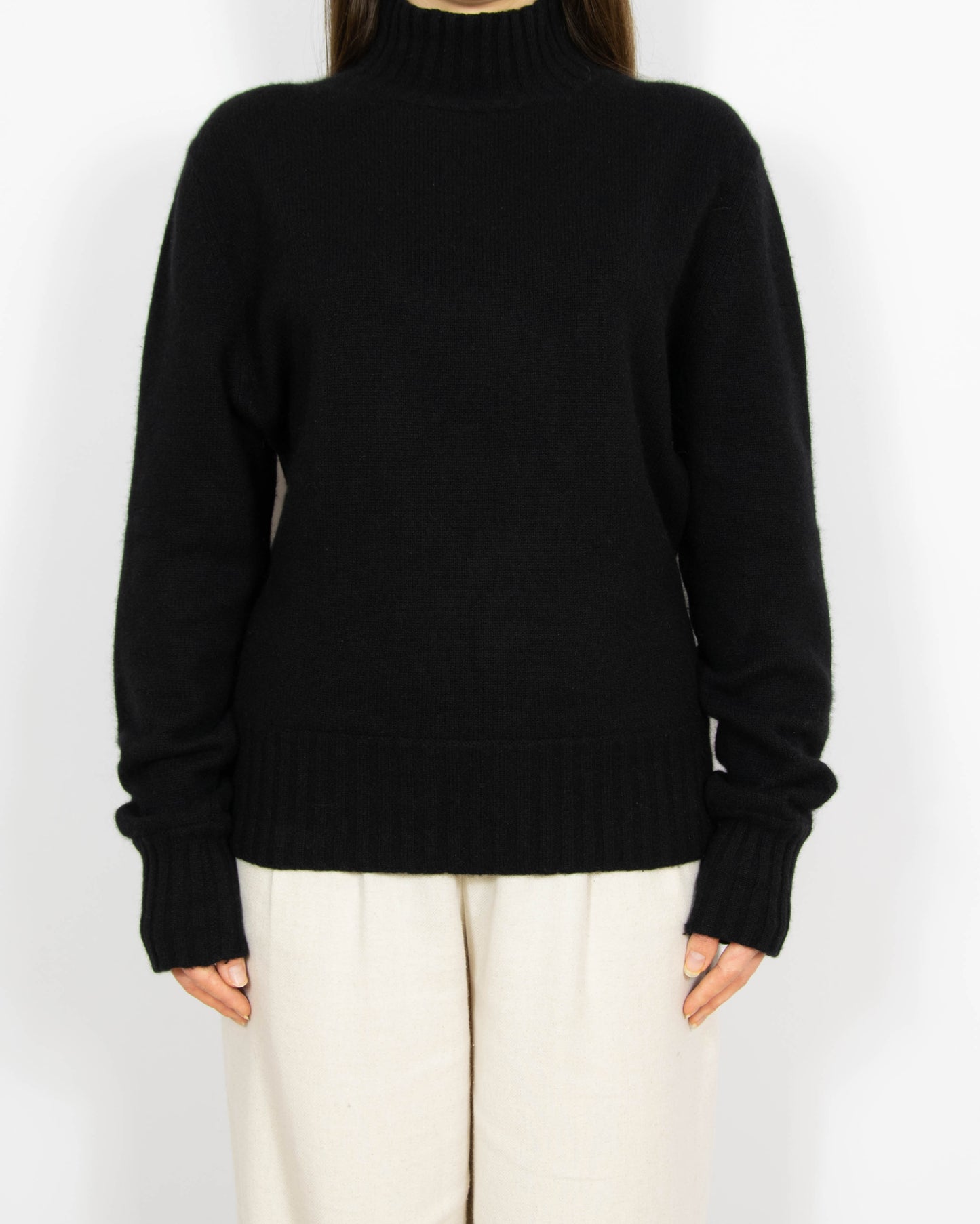 Czarny gruby kaszmirowy sweter Jake's - M/L