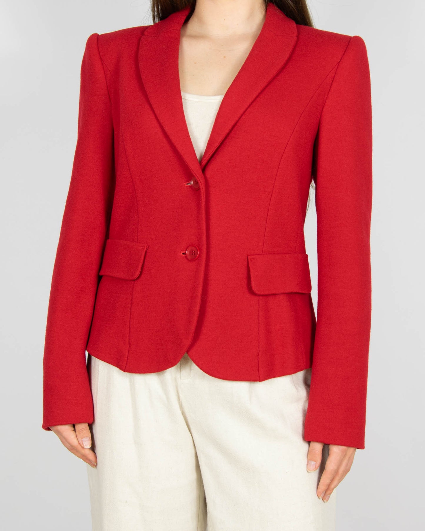 Czerwony (wełna + kaszmir) blazer MARC CAIN - M