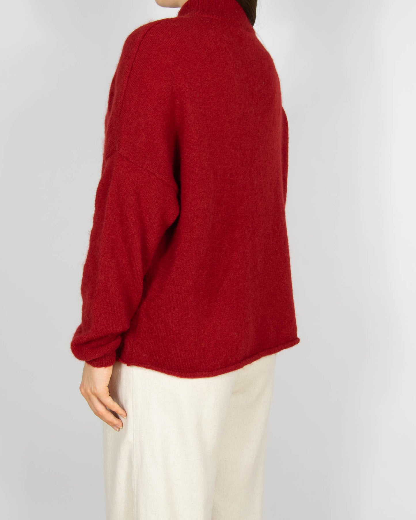 Czerwony (wełna + moher) sweter z golfem Tiger of Sweden - M