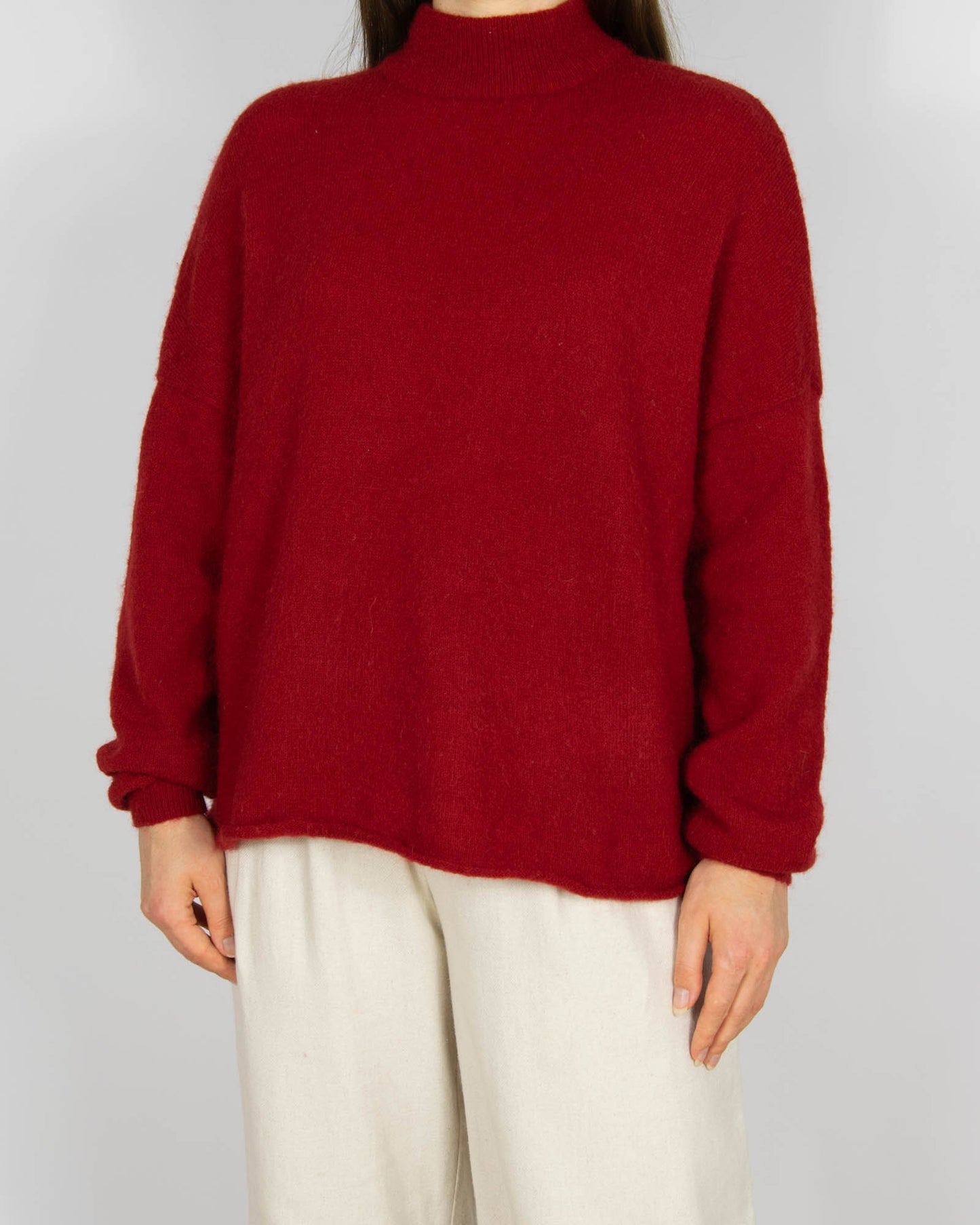 Czerwony (wełna + moher) sweter z golfem Tiger of Sweden - M