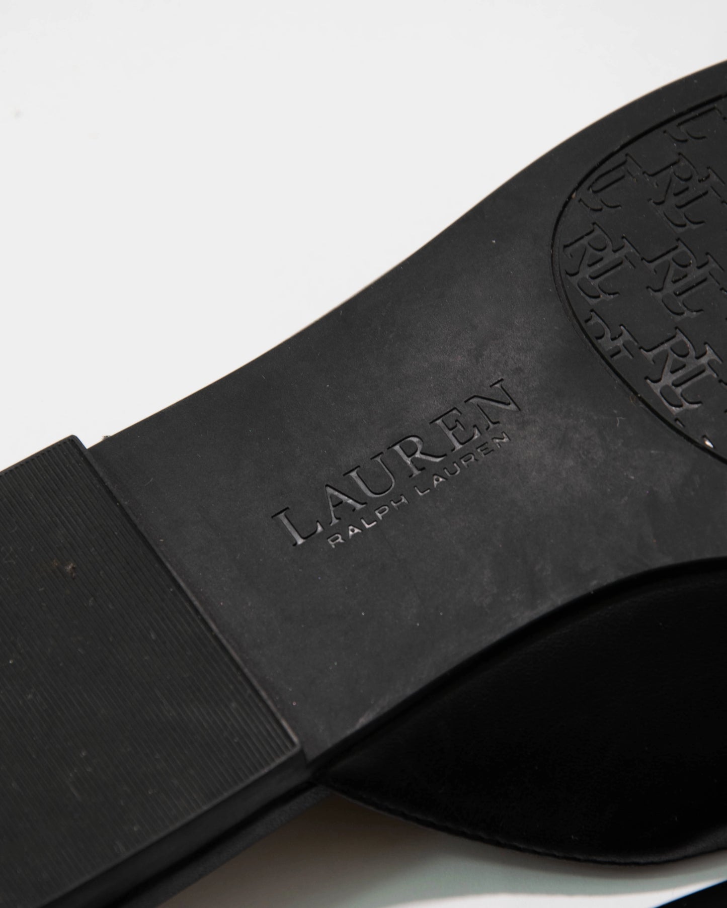 Czarne skórzane zabudowane klapki Ralph Lauren - 40 (25cm)
