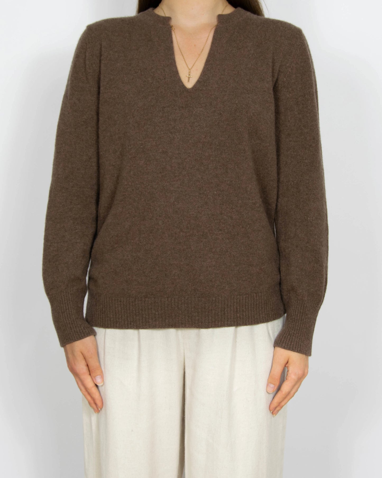 Brązowy kaszmirowy sweter RODIER Maison de Maille - M/L