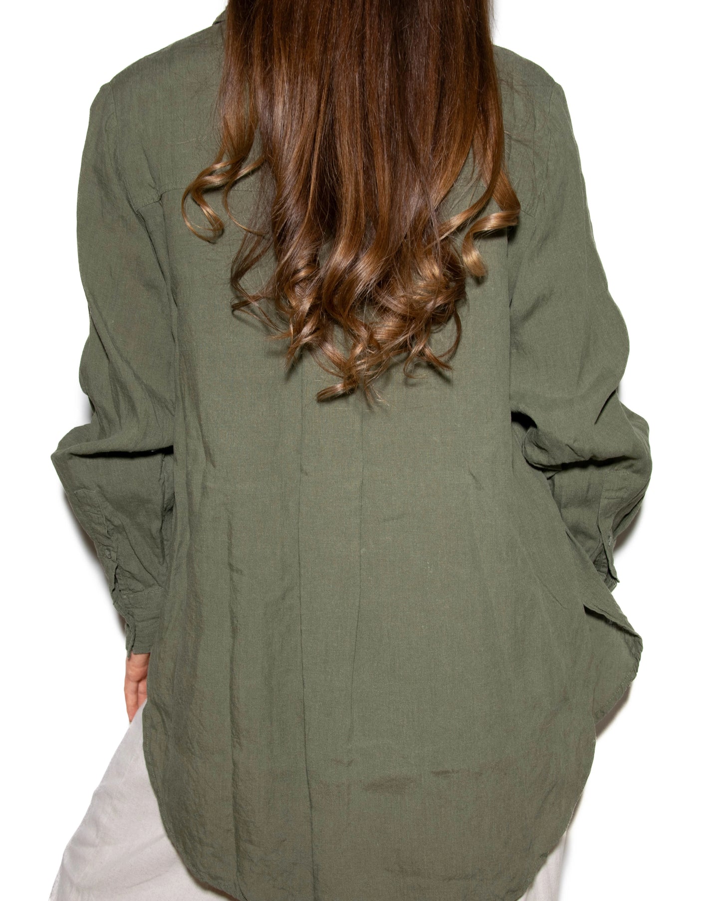 Oliwkowa khaki lniana koszula Part Two - M