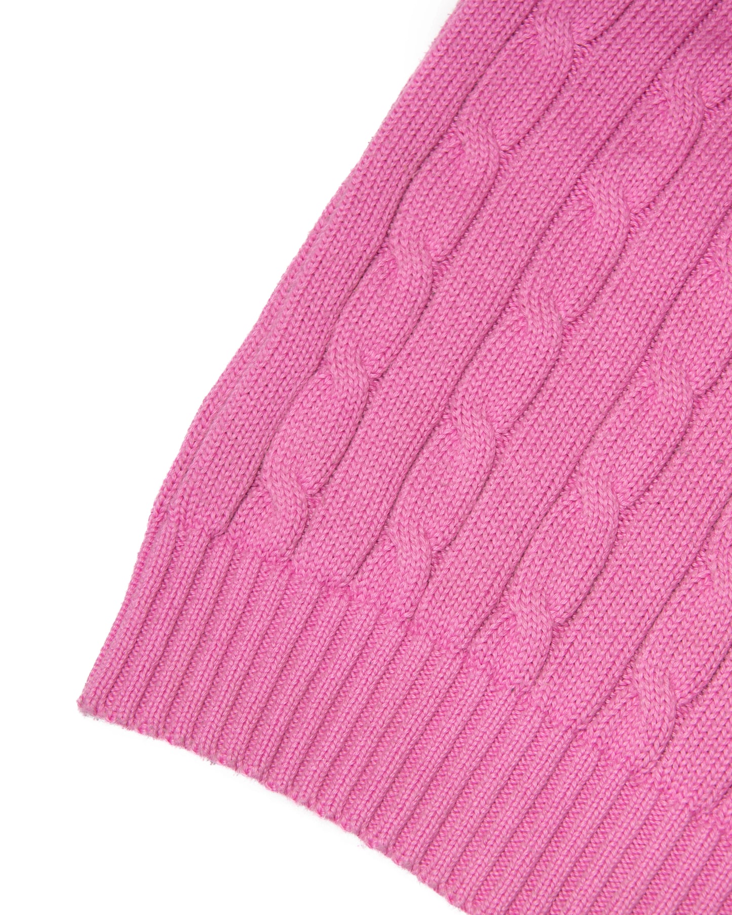 Różowy bawełniany sweter warkoczowy Ralph Lauren - XL