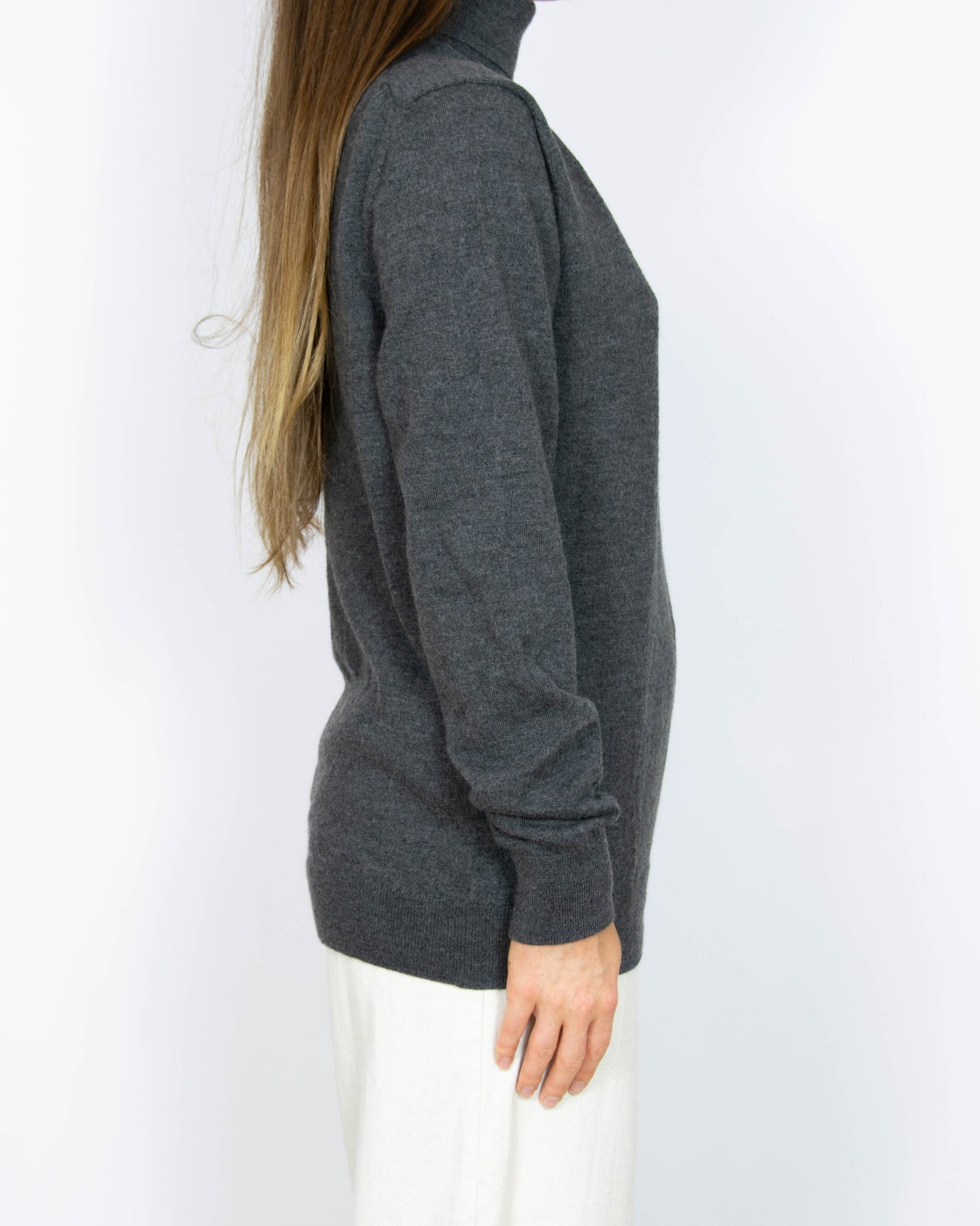 Szary wełniany (superior merino) sweter z golfem Days Like This - L