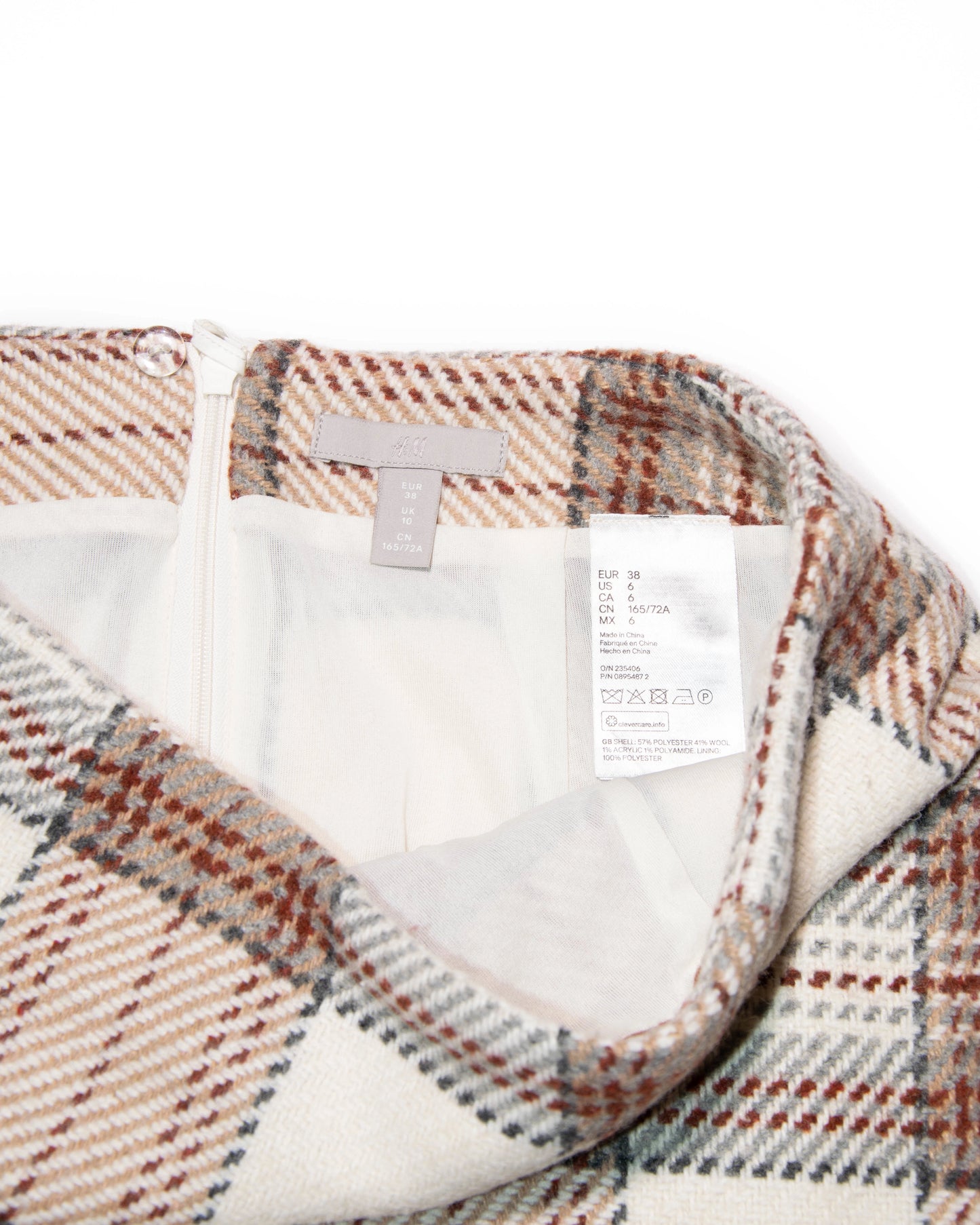 Beżowa spódnica w kratkę z wełną H&M - M