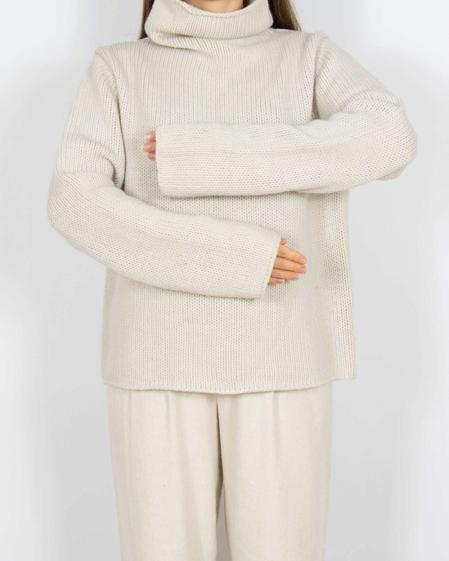 Kremowy wełniany (merino) sweter Marc O'Polo