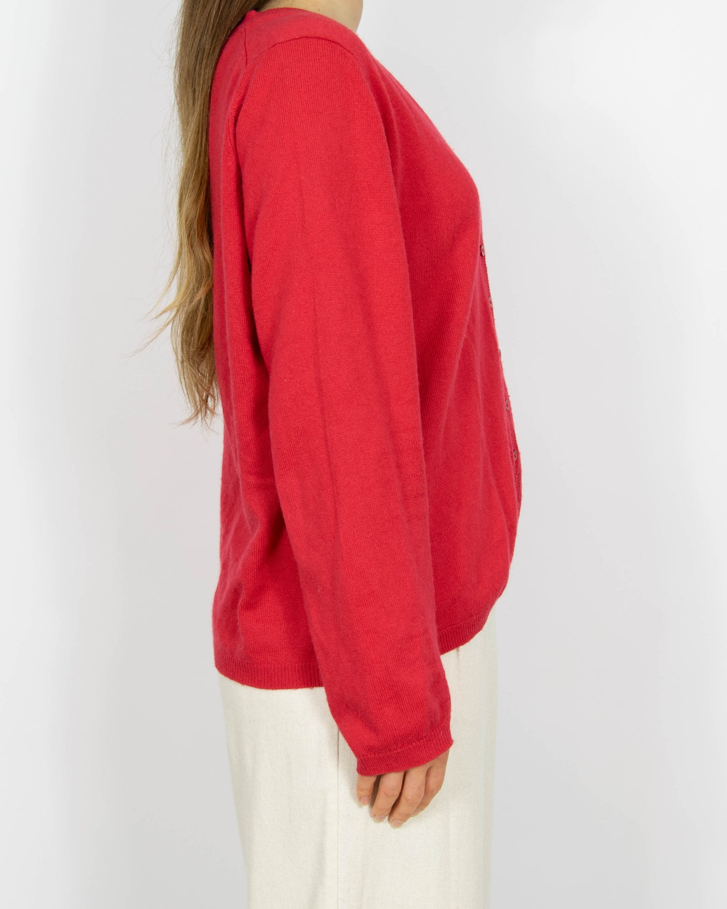 Malinowy jedwabno kaszmirowy kardigan Christian Berg - XL