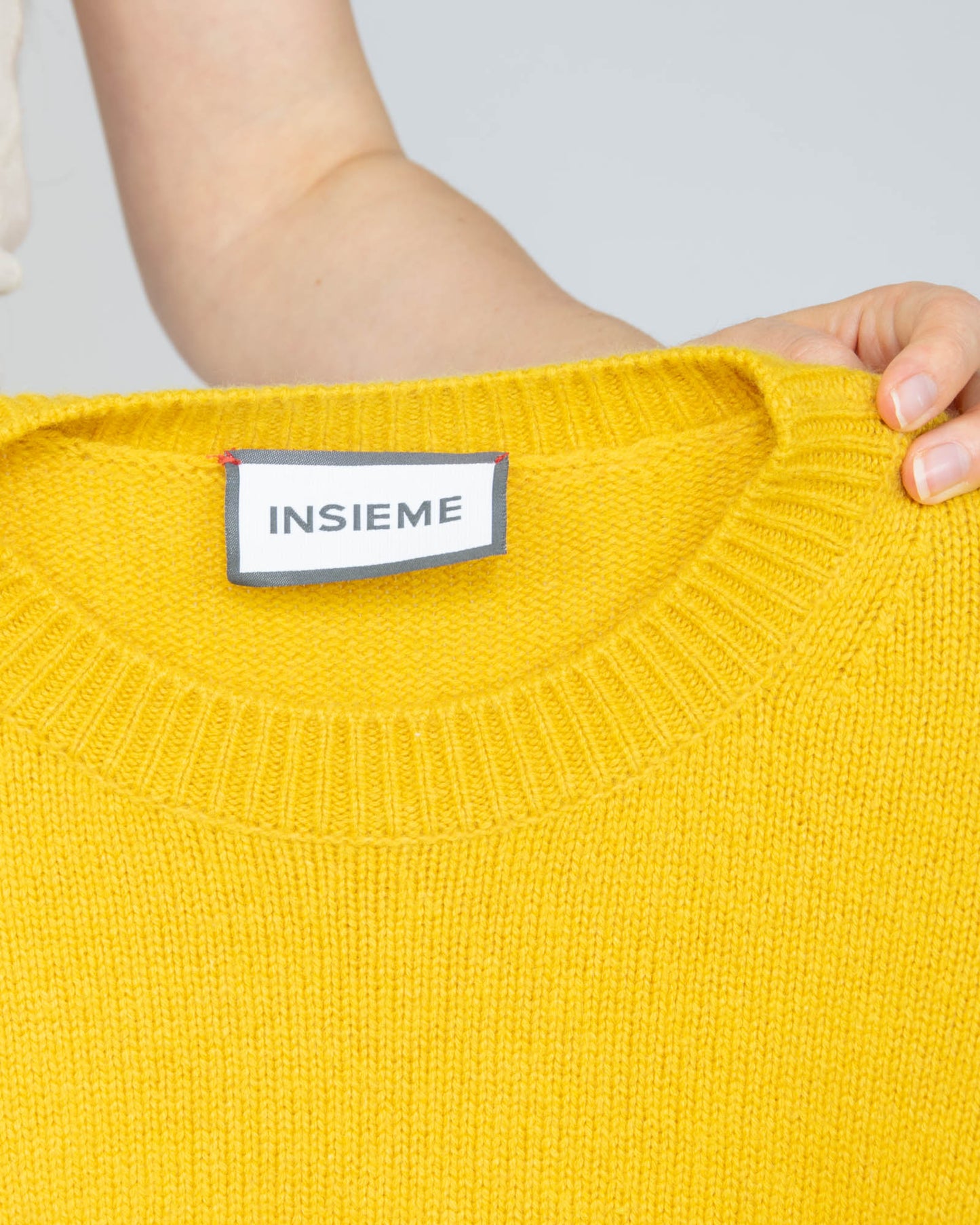 Żółty (merino + kaszmir) sweter INSIEME - S/M