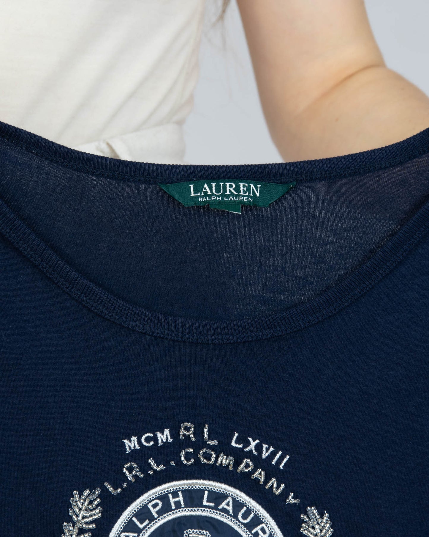 Granatowa bawełniana koszulka Ralph Lauren - M