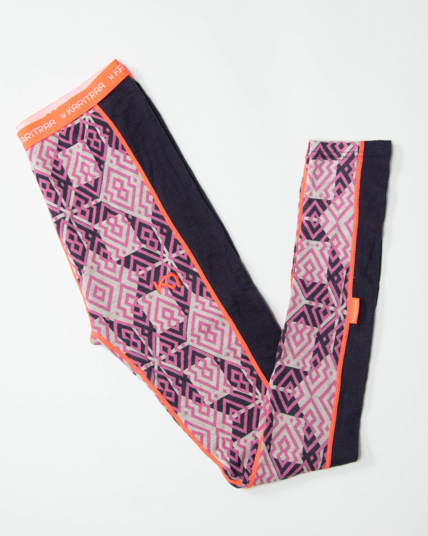 Fioletowo różowe wełniane (merino) legginsy Kari Traa - S