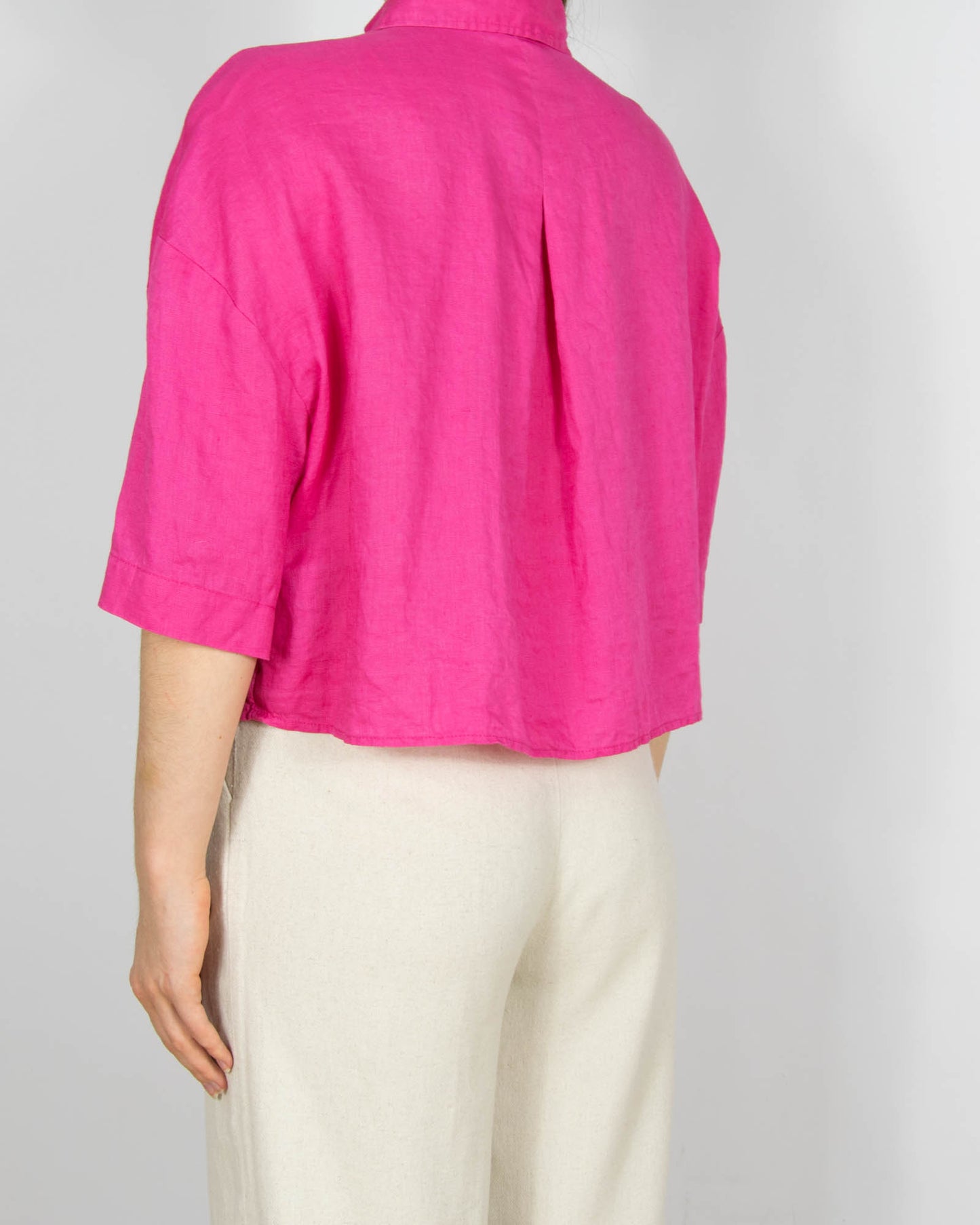 Fuksjowa lniana koszula oversize H&M - S