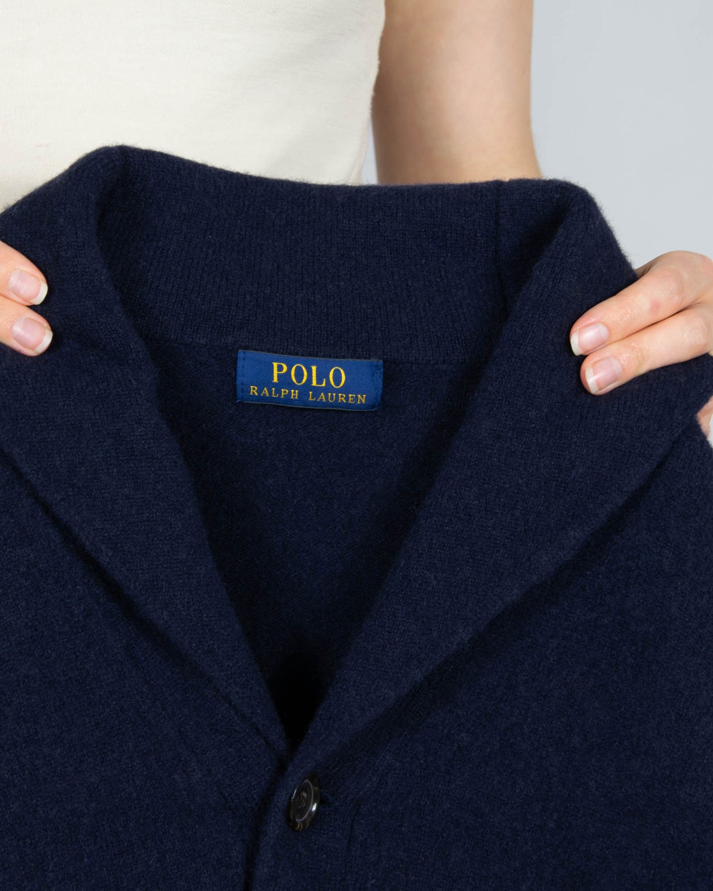 Granatowy wełniany kardigan Ralph Lauren - M