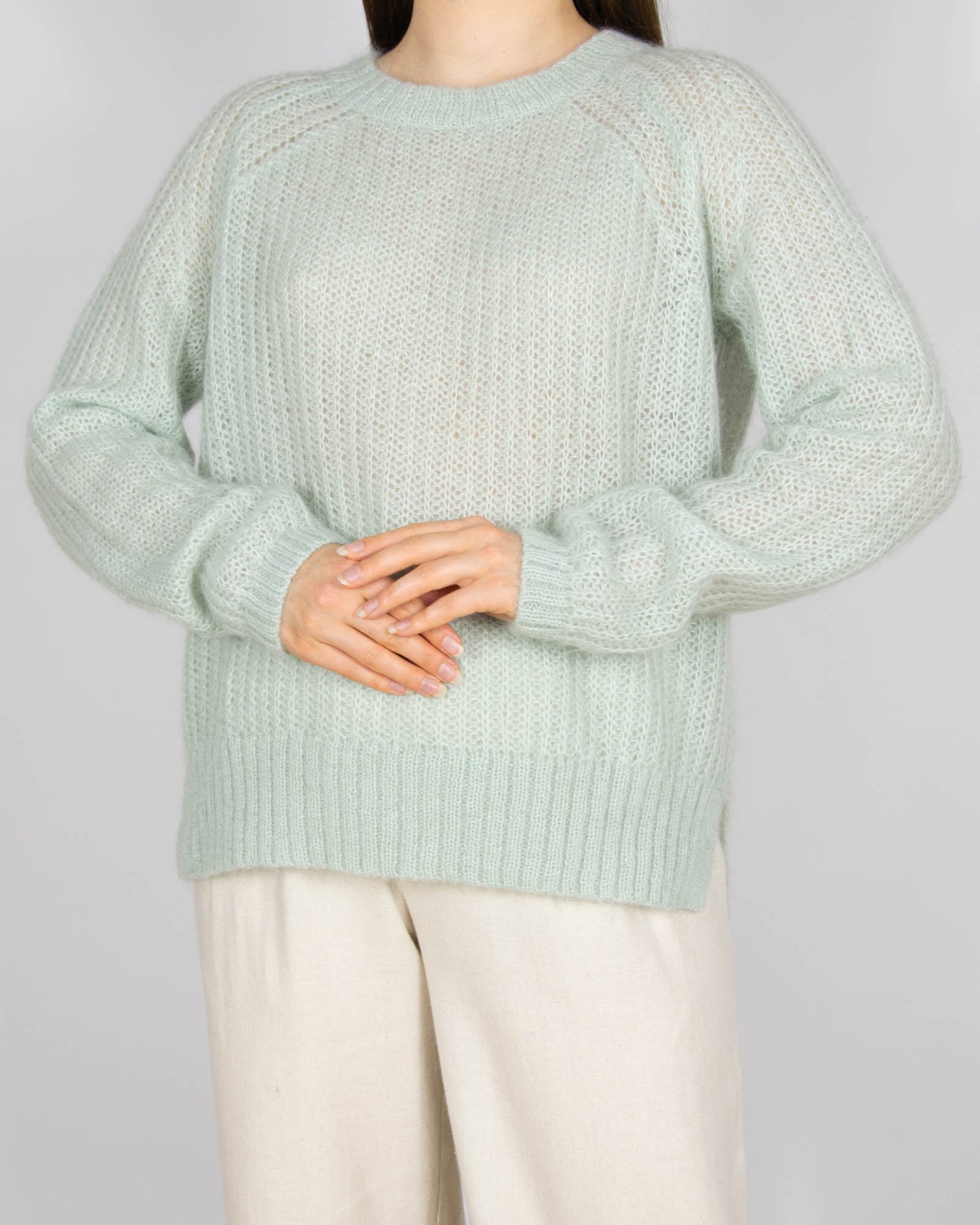 Miętowy moherowy sweter HALLHUBER - L