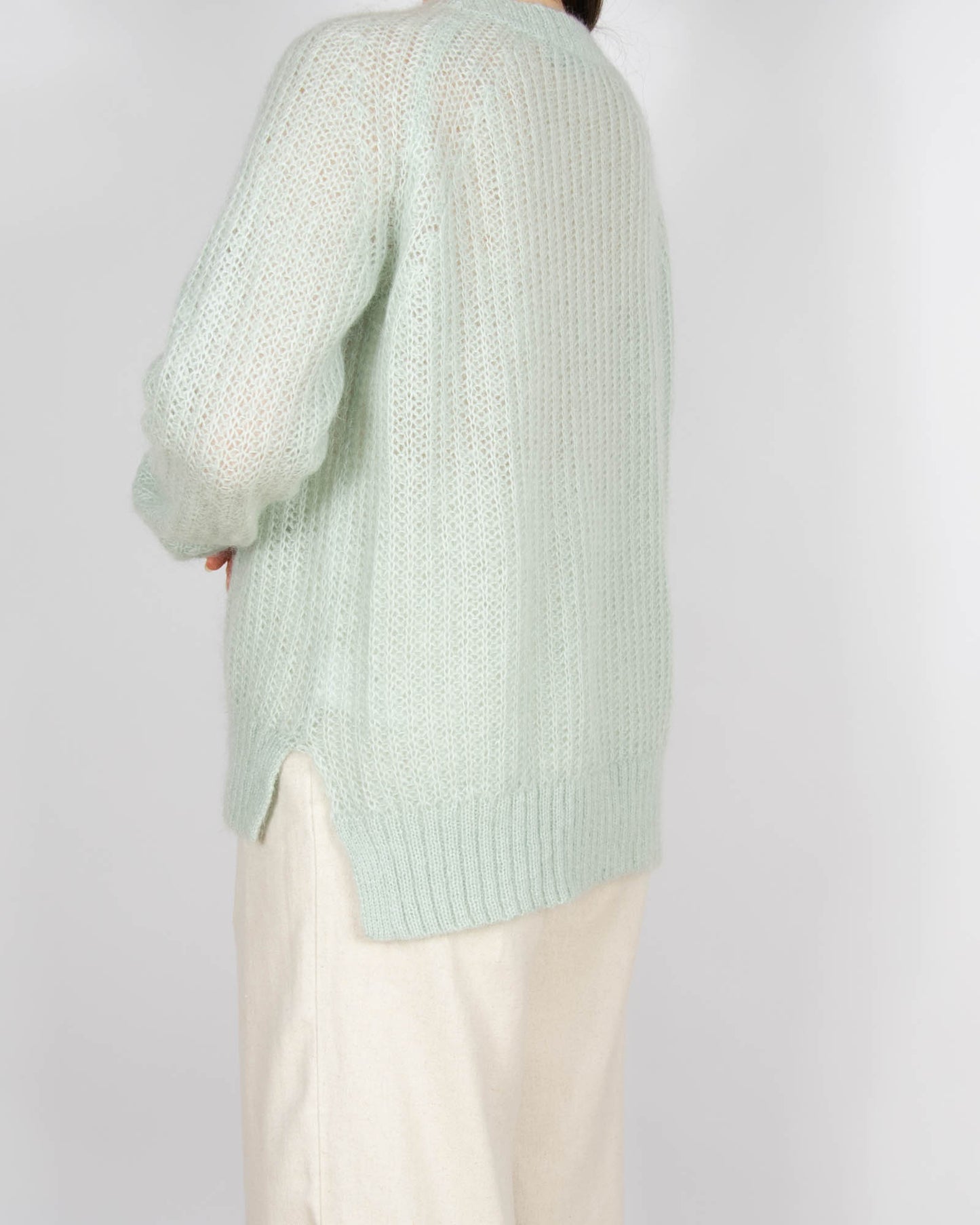 Miętowy moherowy sweter HALLHUBER - L