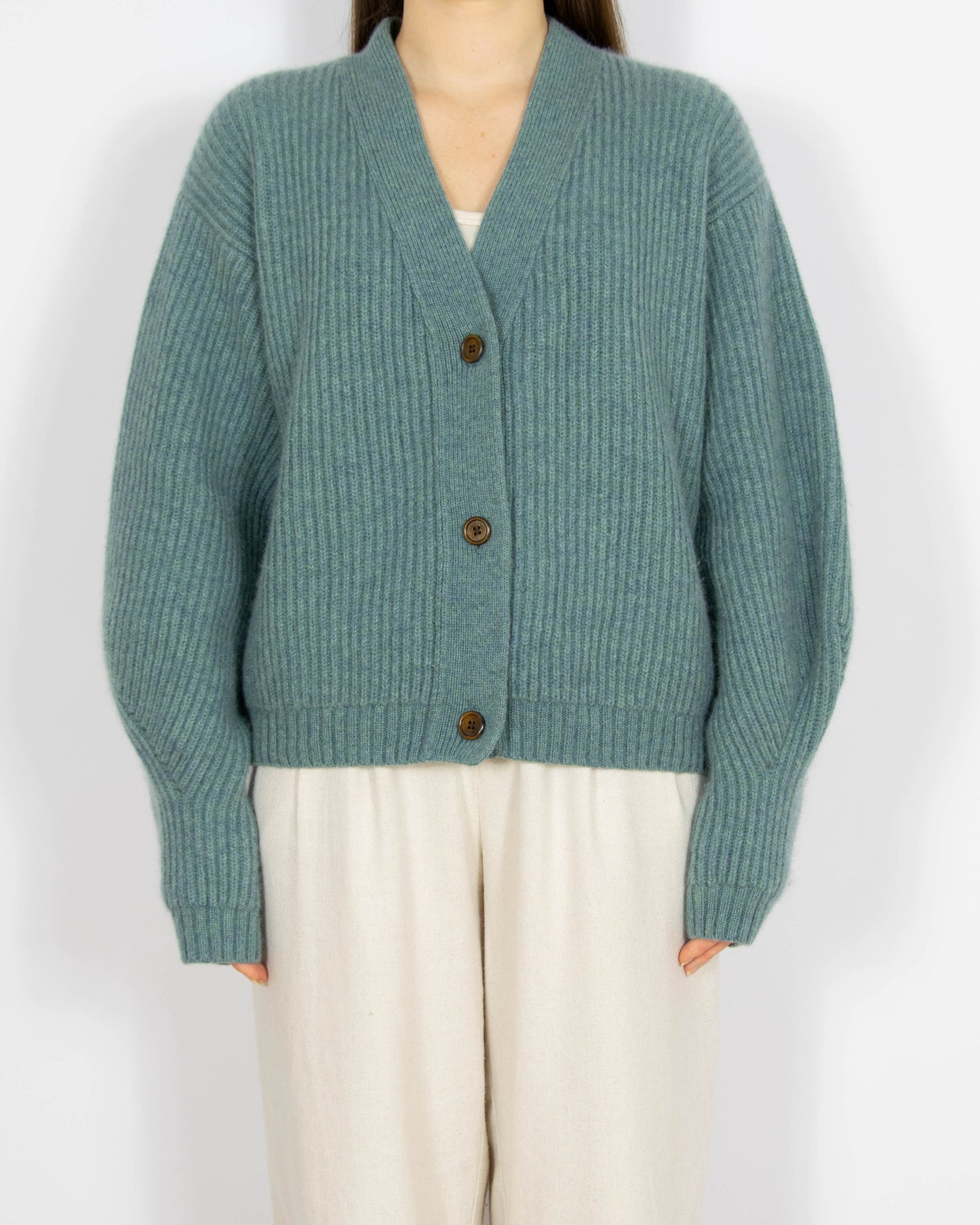 Morski wełniany (merino) gruby kardigan Woodling