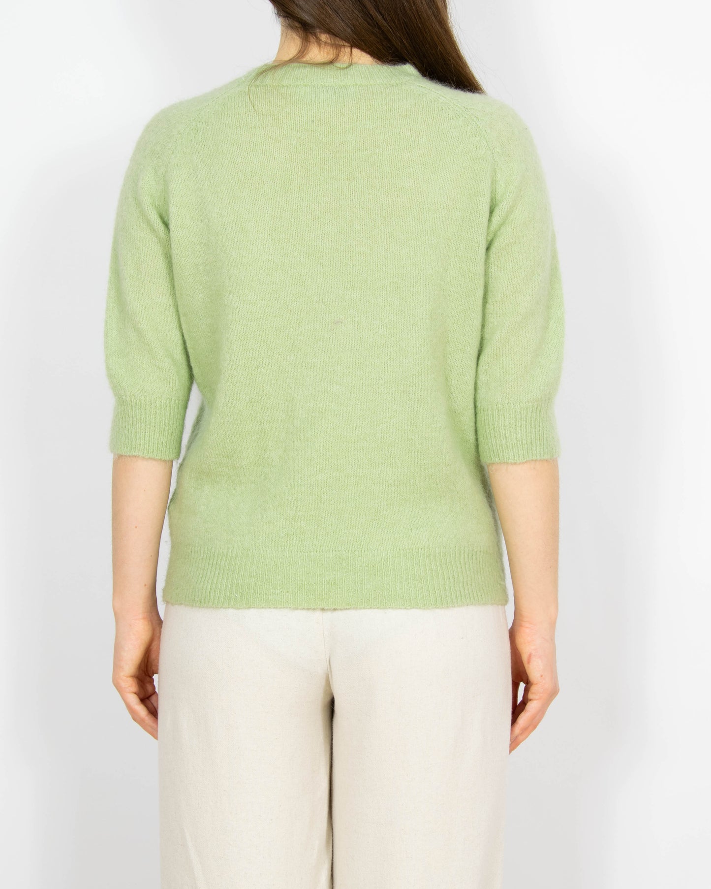 Pistacjowy wełniany (wełna + moher) sweter MSCH Copenhagen - S