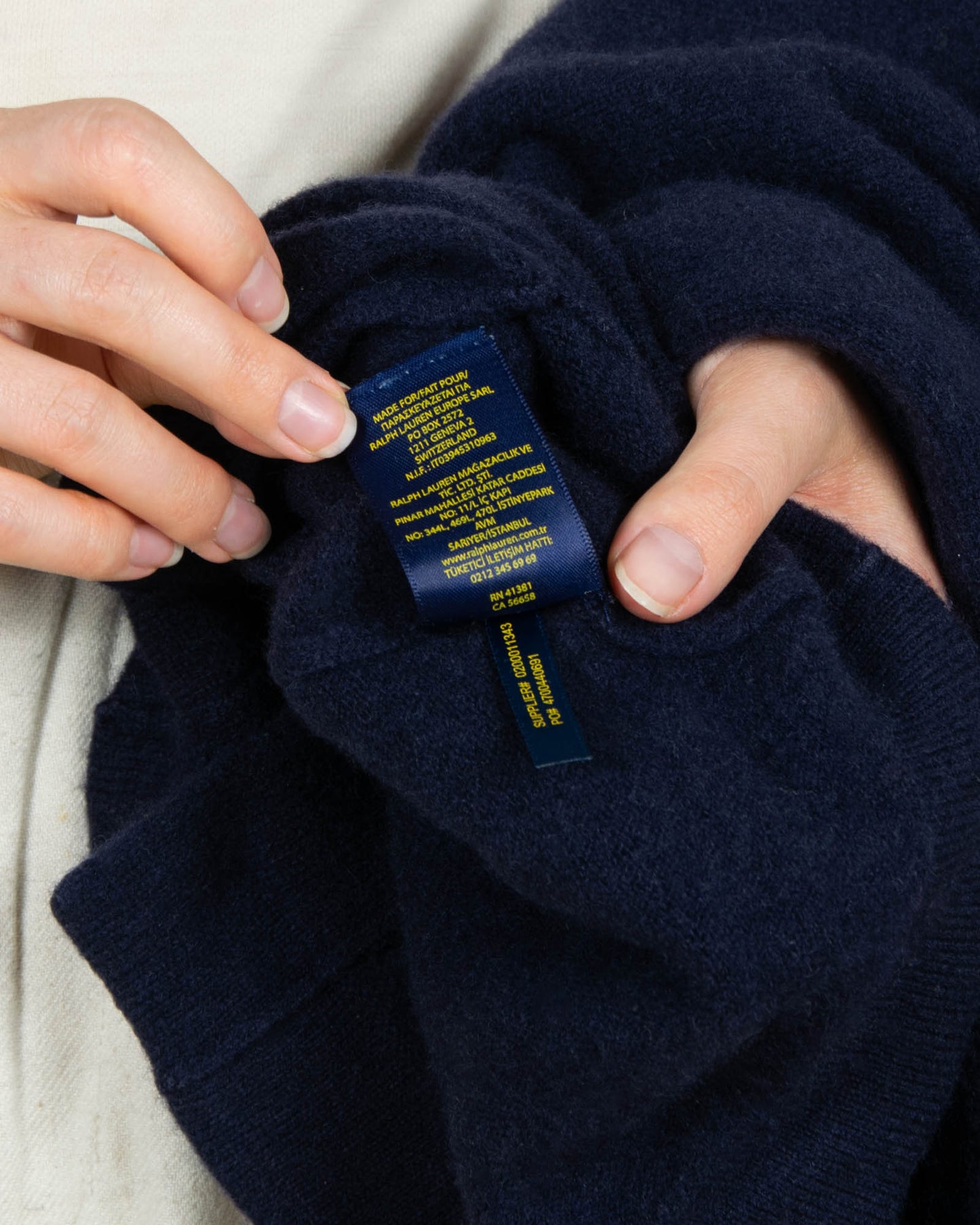 Granatowy wełniany kardigan Ralph Lauren - M