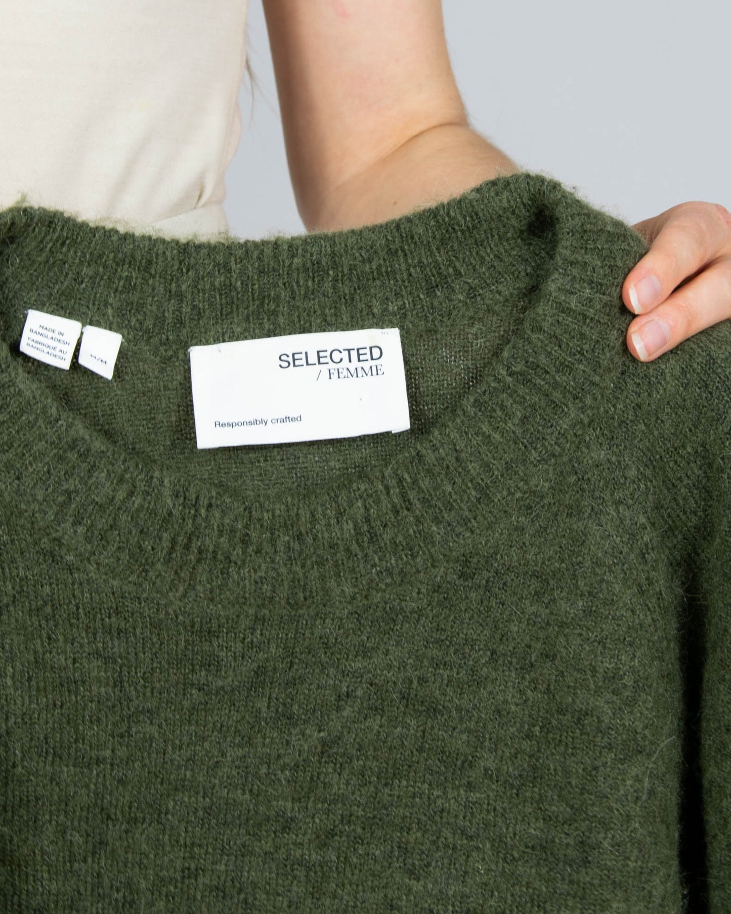 Ciemnozielony (wełna + alpaka) sweter SELECTED FEMME - M