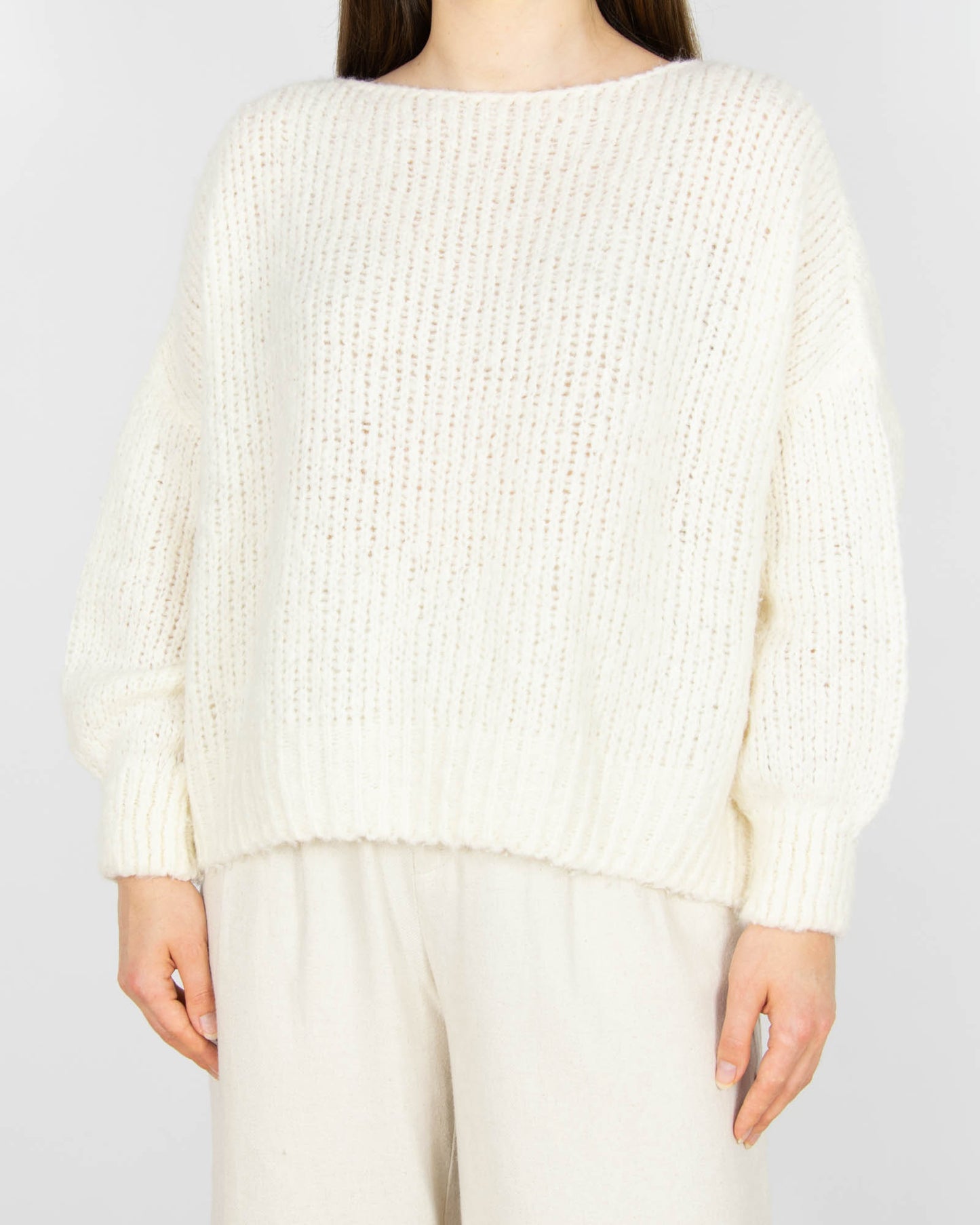 Śmietankowy (alpaka + merino) sweter American Vintage - S