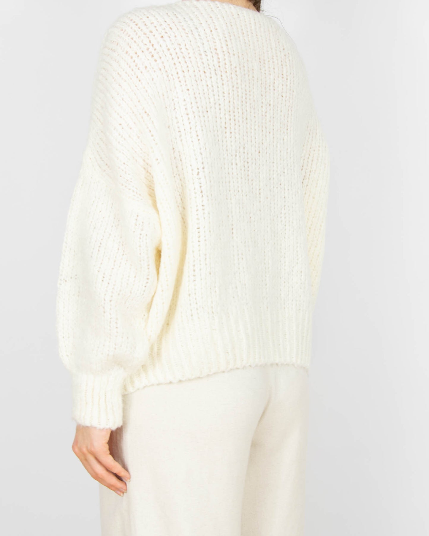 Śmietankowy (alpaka + merino) sweter American Vintage - S