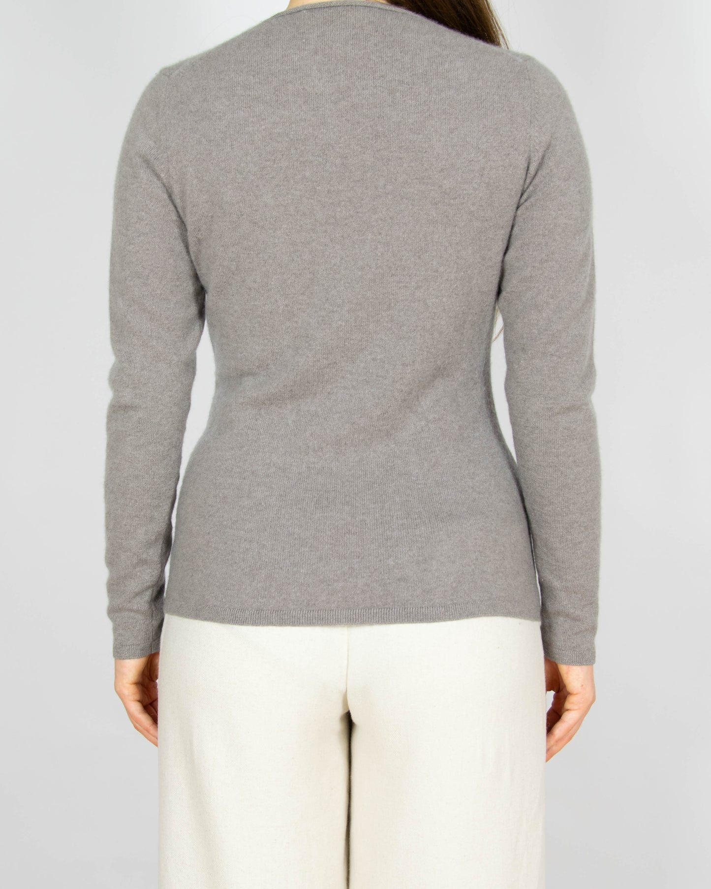 Szarobeżowy kaszmirowy sweter WHITE T - S/M