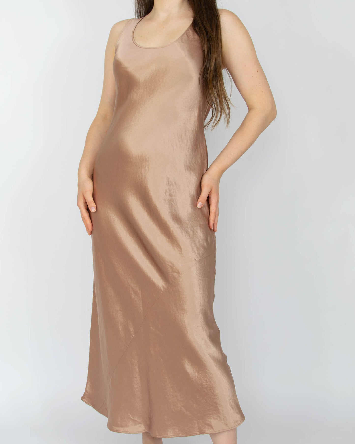 Złota satynowa (acetat) sukienka Max Mara - S